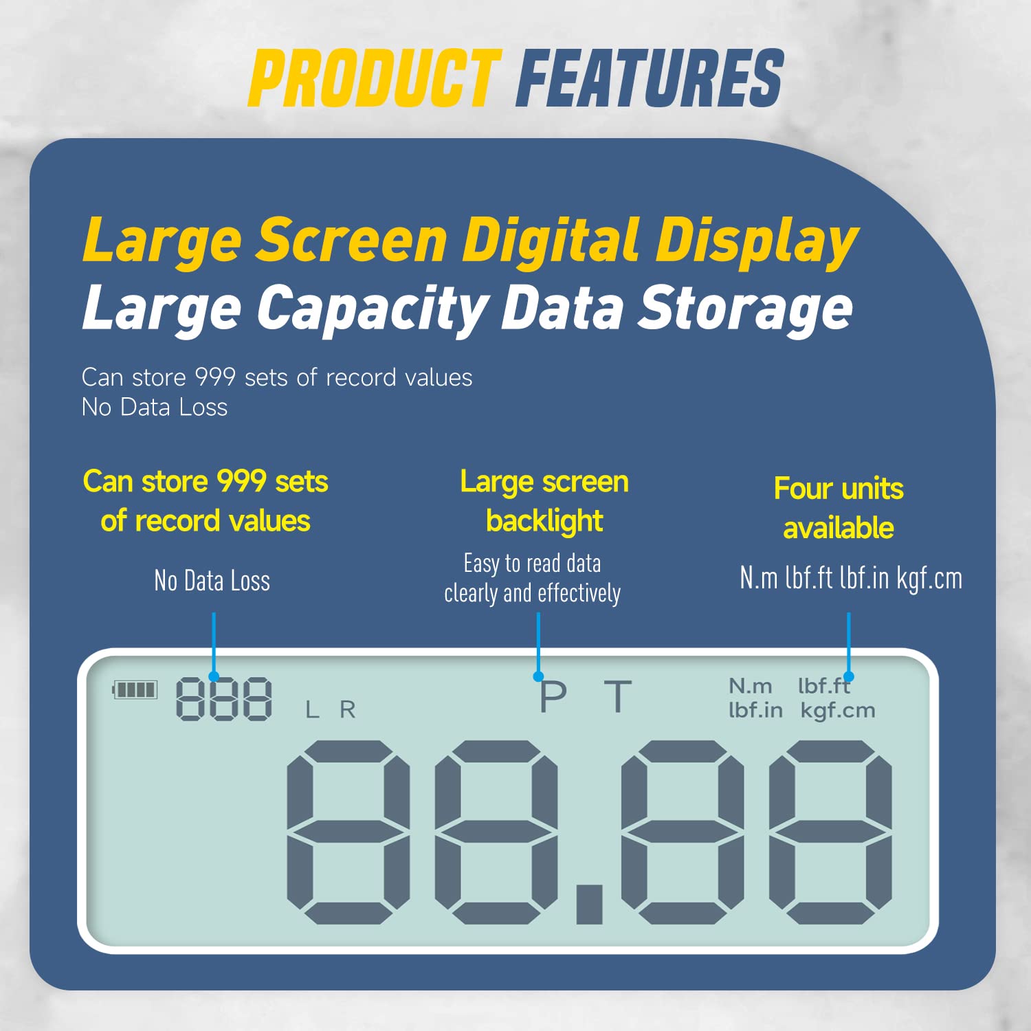 ZAC Digital Torque Wrench (77-89 N·m) - Preset Value Electronic Torque Spanner with Audible & Visual Alarm for M16 BT40 Pull Studs - Perfect for CNC Machine Maintenance and Industrial Tool Calibration