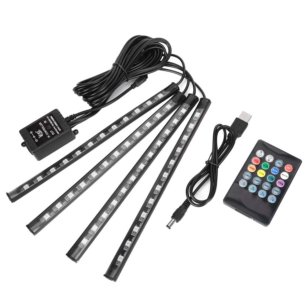 EECOO 4-Piece Car Interior LED Light Strip Kit - RGB Music Sync Under Dash Lighting for Cars, Trucks & SUVs - Perfect for Night Driving, Car Shows & Custom Vehicle Lighting