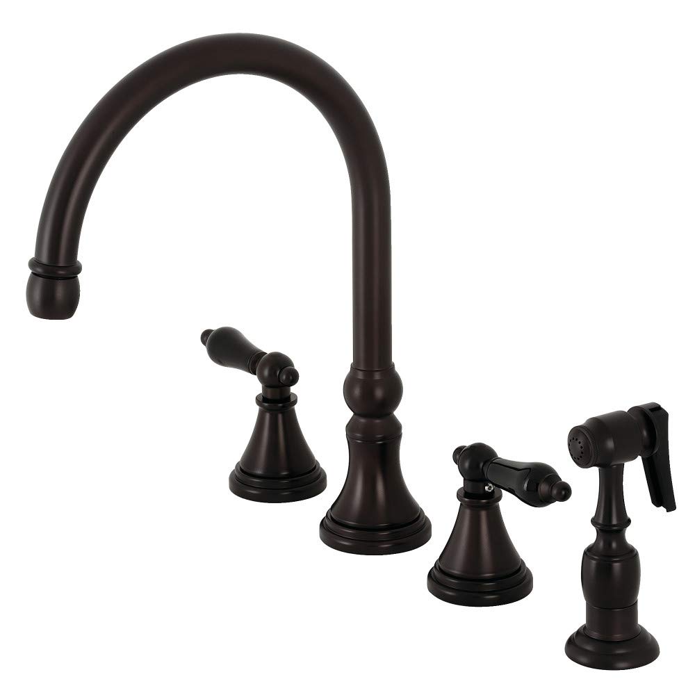 Kingston Brass KS2795PKLBS Duchess Widespread Kitchen Faucet with Brass Sprayer - Oil Rubbed Bronze Finish, 11.88 x 8.31 x 12.13 Inches - Perfect for Farmhouse, Rustic & Traditional Kitchen Sinks