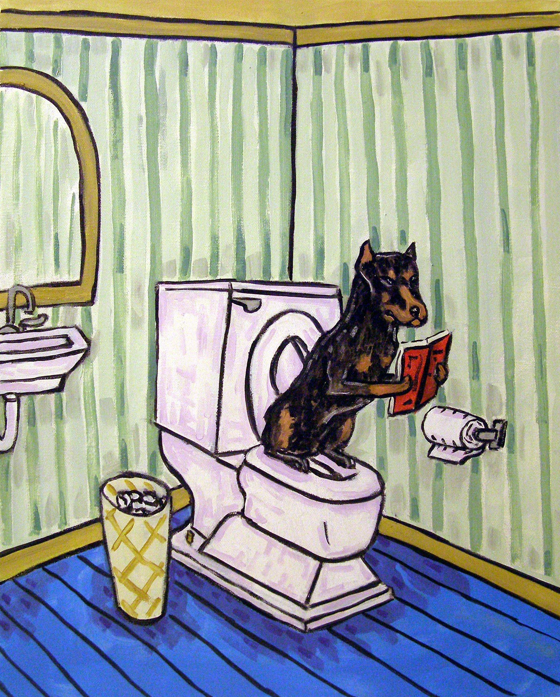 Doberman Pinscher Dog Art Print - Signed Bathroom Decor for Pet Lovers | Perfect for Home, Office & Gifts