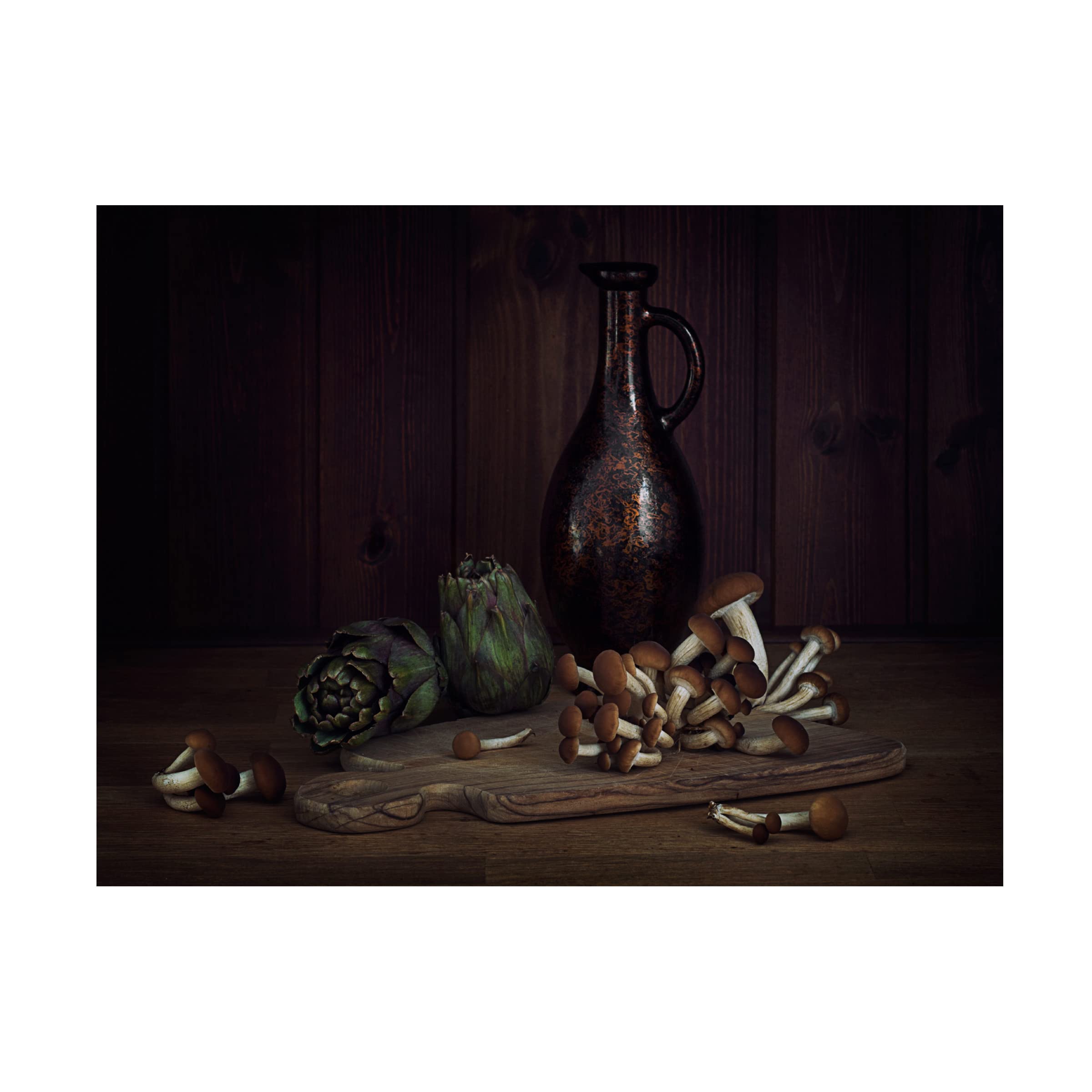Trademark Fine Art 'Of Artichoke And Pioppini' Canvas Wall Art Print by Lenka - Modern Kitchen Decor & Dining Room Painting for Home Decoration