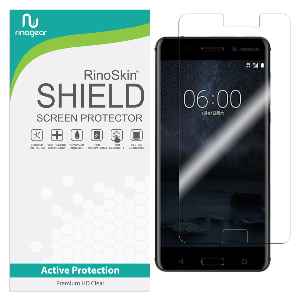 RinoGear Screen Protector for Nokia 6 - Case Friendly Flexible TPU Film with Full Wet Install Kit & Solution Spray - Anti-Scratch, Bubble-Free Protection for Everyday Use at Work and Home