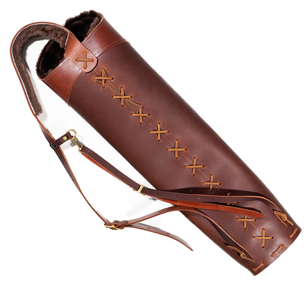 Royal Leather Back Quiver for Right Handed Archers - Hunting, Target Practice & Outdoor Adventures
