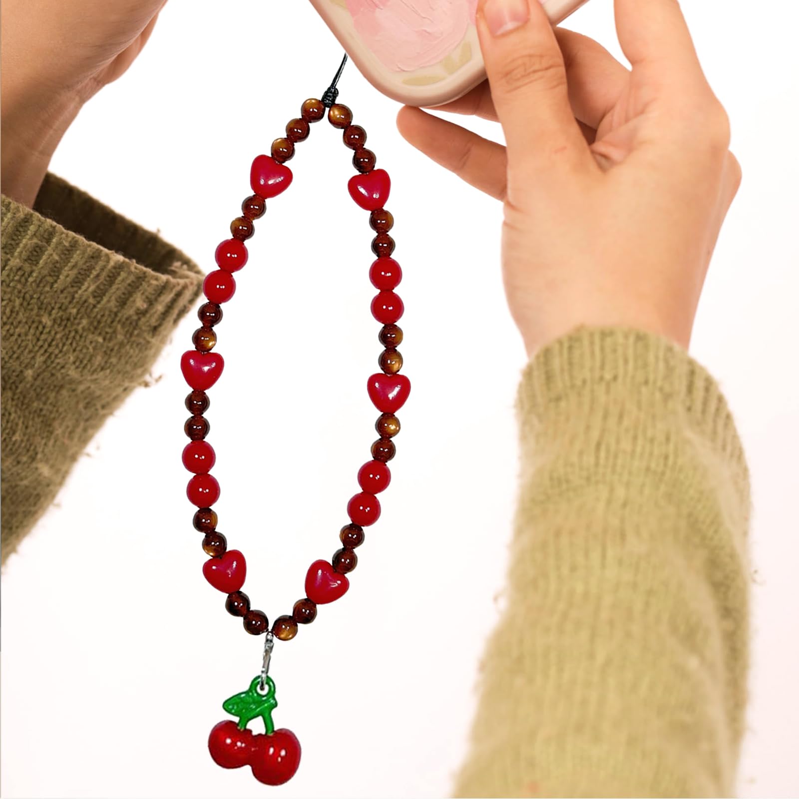 Goiern Universal Phone Pendant Charm - Kawaii Cherry Design - Cute Phone Strap for Girls & Women | Perfect for Smartphones, Keychains, Bags & Gifts