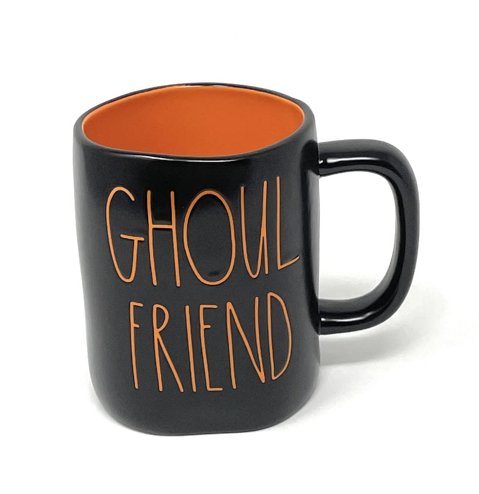 Rae Dunn GHOULS FRIEND Halloween Mug - 16 oz Orange Ceramic Coffee Cup for Spooky Season - Perfect for Pumpkin Spice Lattes & Trick-or-Treating