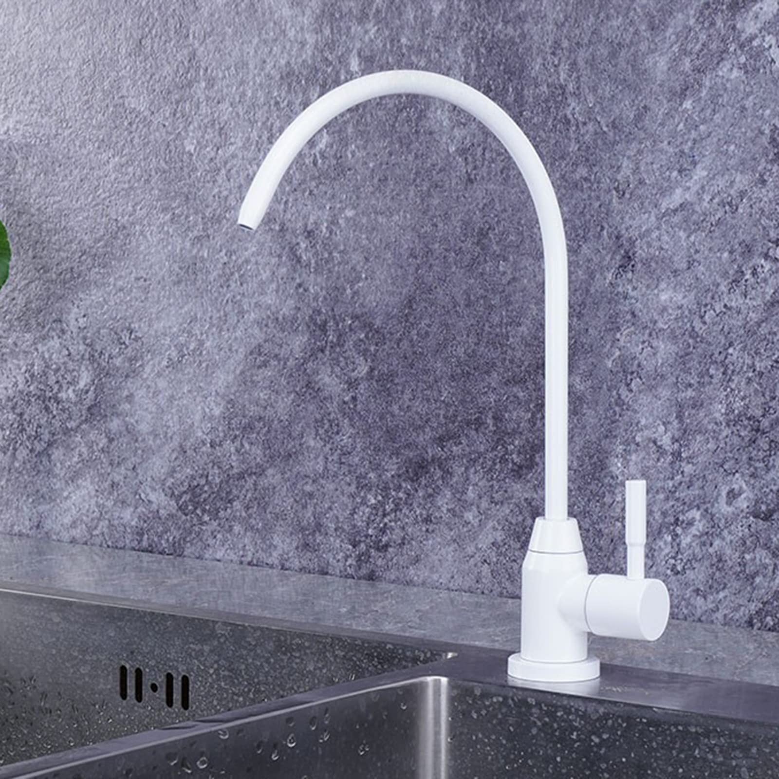 Stainless Steel Single Hole Kitchen Faucet - Cold Water Swivel Spout for Sink