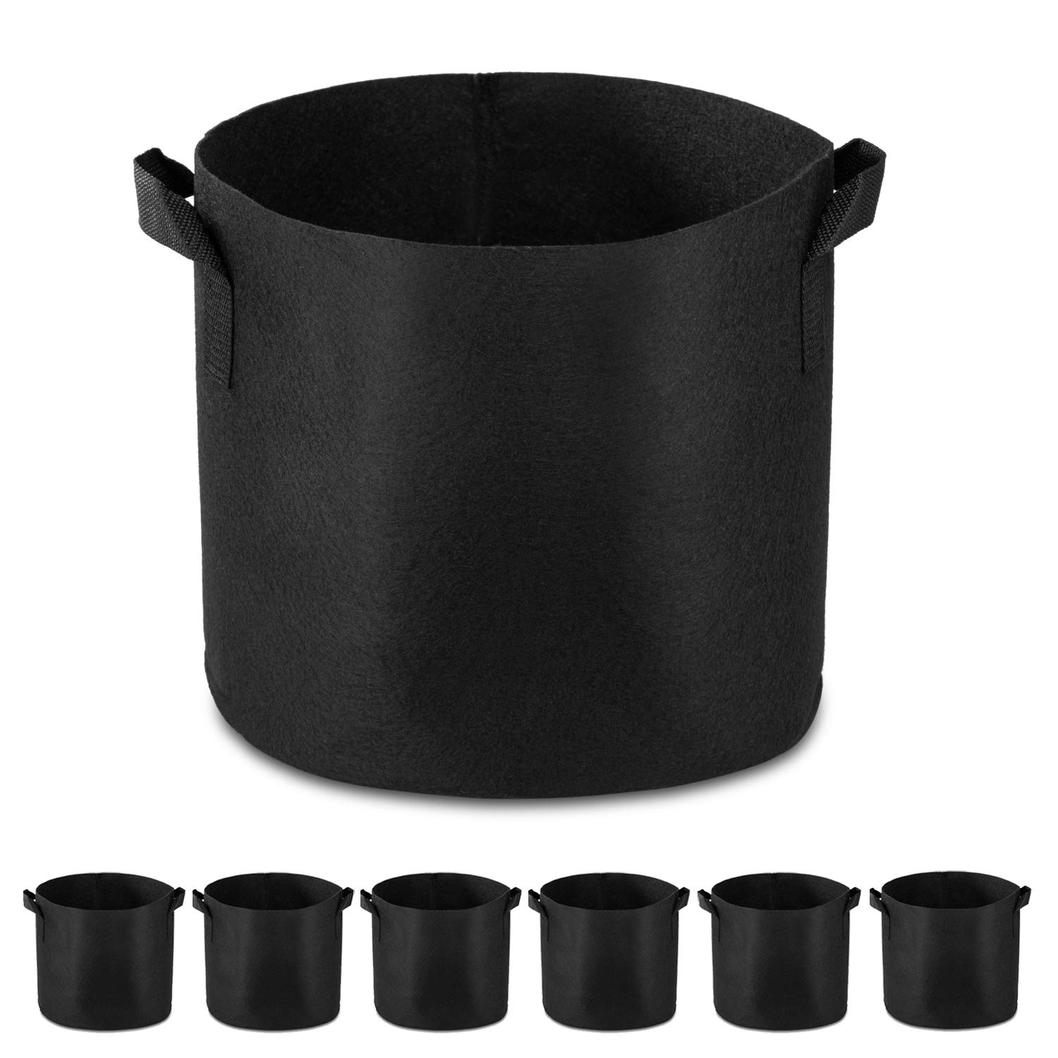 6-Pack 1 Gallon Heavy Duty Grow Bags - Thickened Nonwoven Fabric Plant Pots with Handles for Vegetables, Herbs & Flowers (Black) - Perfect for Indoor Gardening, Balcony Planting & Hydroponic Systems