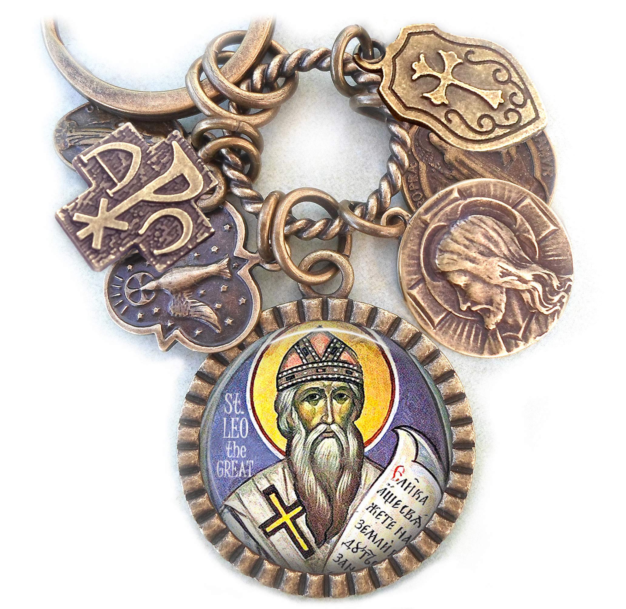 St. Leo The Great Keychain, Necklace & Clip - Catholic Patron Saint Jewelry for Confirmation Gifts - Perfect for Religious Occasions & Daily Faith Reminder