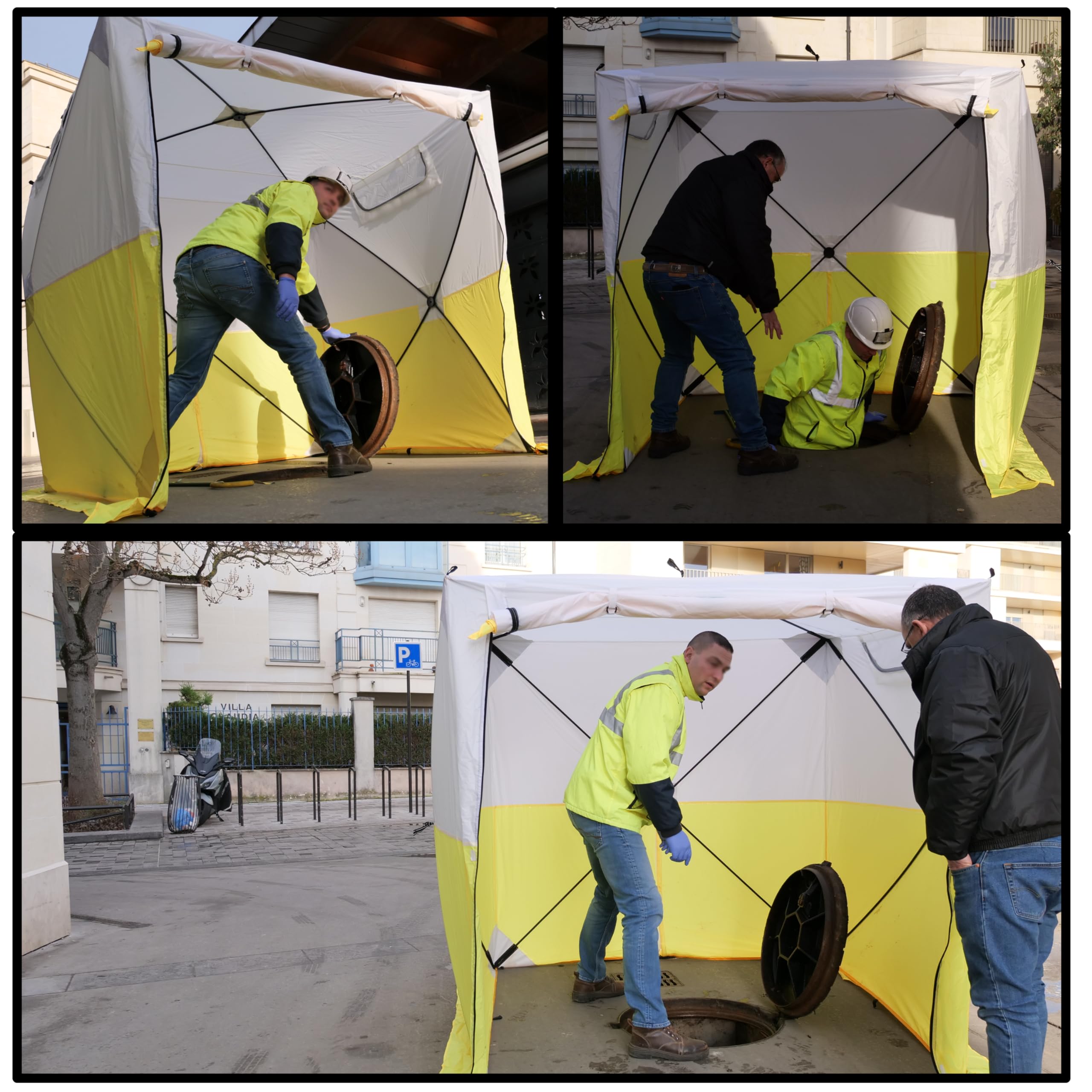 JAX3 Professional Pop Up Work Tent - 6.2x6.2x7.05 Ft UV50+ Waterproof Instant Setup Tool-Free - Heavy Duty Commercial Shelter for Outdoor Work, Fiber Optic Splicing, Construction & Camping