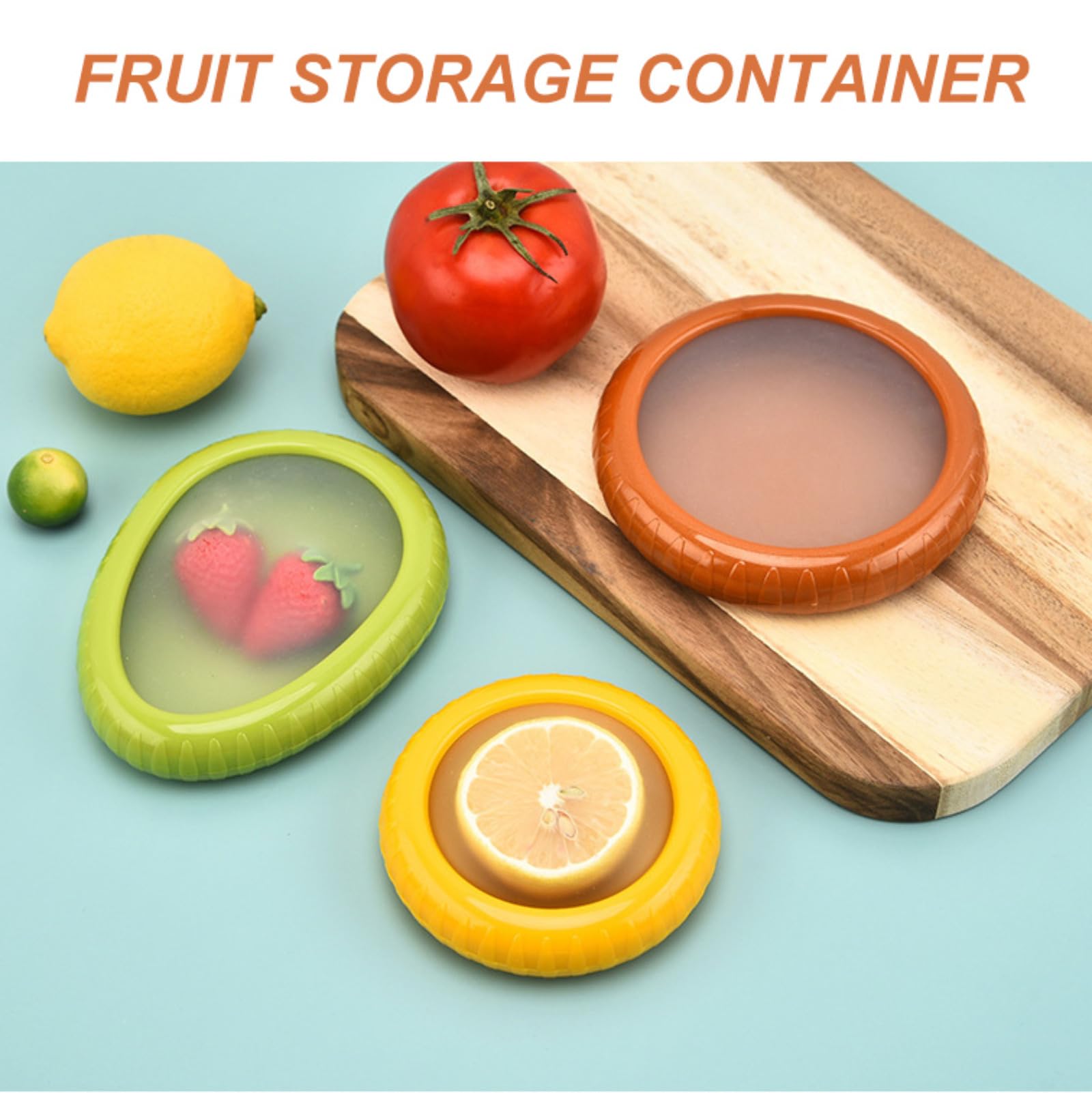 4-Pack Silicone Food Storage Containers - Reusable Airtight Fruit & Vegetable Keepers for Avocados, Onions, Lemons, Potatoes - BPA-Free Fridge Organizer for Freshness (Perfect for Meal Prep & Kitchen Storage)