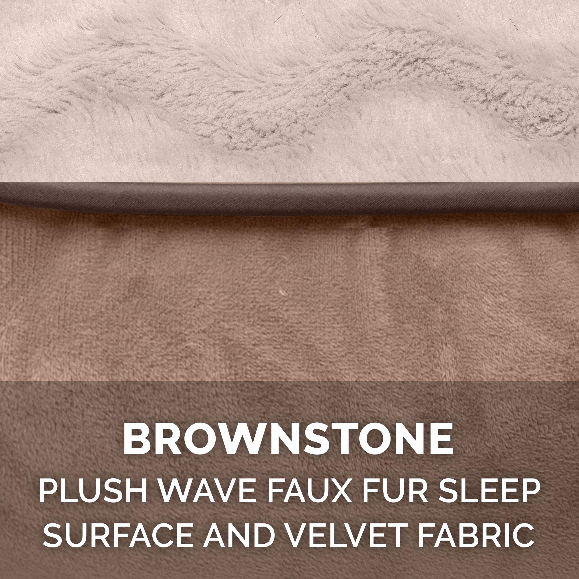 **Furhaven Orthopedic Dog Bed for Large & Medium Dogs - Plush Velvet Waves Sofa with Removable Bolsters & Washable Cover - Supports Up to 55 lbs - Brownstone (Large) - Perfect for Living Room, Bedroom, or Pet-Friendly Spaces**