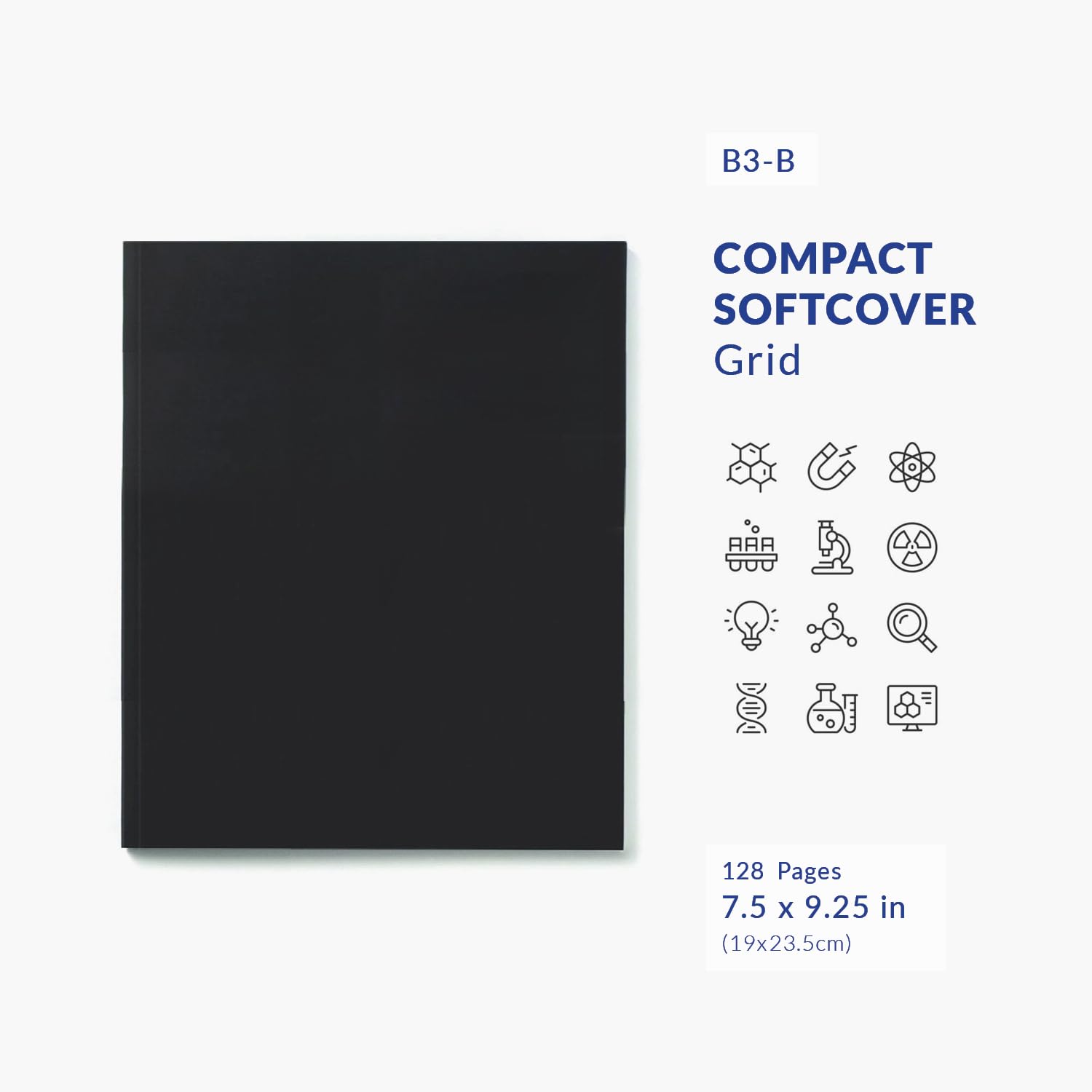 Vela Sciences B3 Compact Softcover Lab Notebook, 7.5 x 9.25 Inches (19 x 23.5 cm), 128 Pages, Permanent Bound, 70lb Heavyweight Grid Paper - 24 Pack for Science Experiments, Research & Field Notes