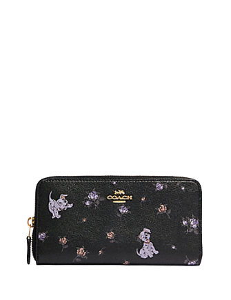 Coach Disney X Accordion Zip Wallet With Dalmatian Floral Print - Stylish Crossbody Wallet for Women, Fashionable Disney Accessories - Perfect for Travel, Shopping & Everyday Use