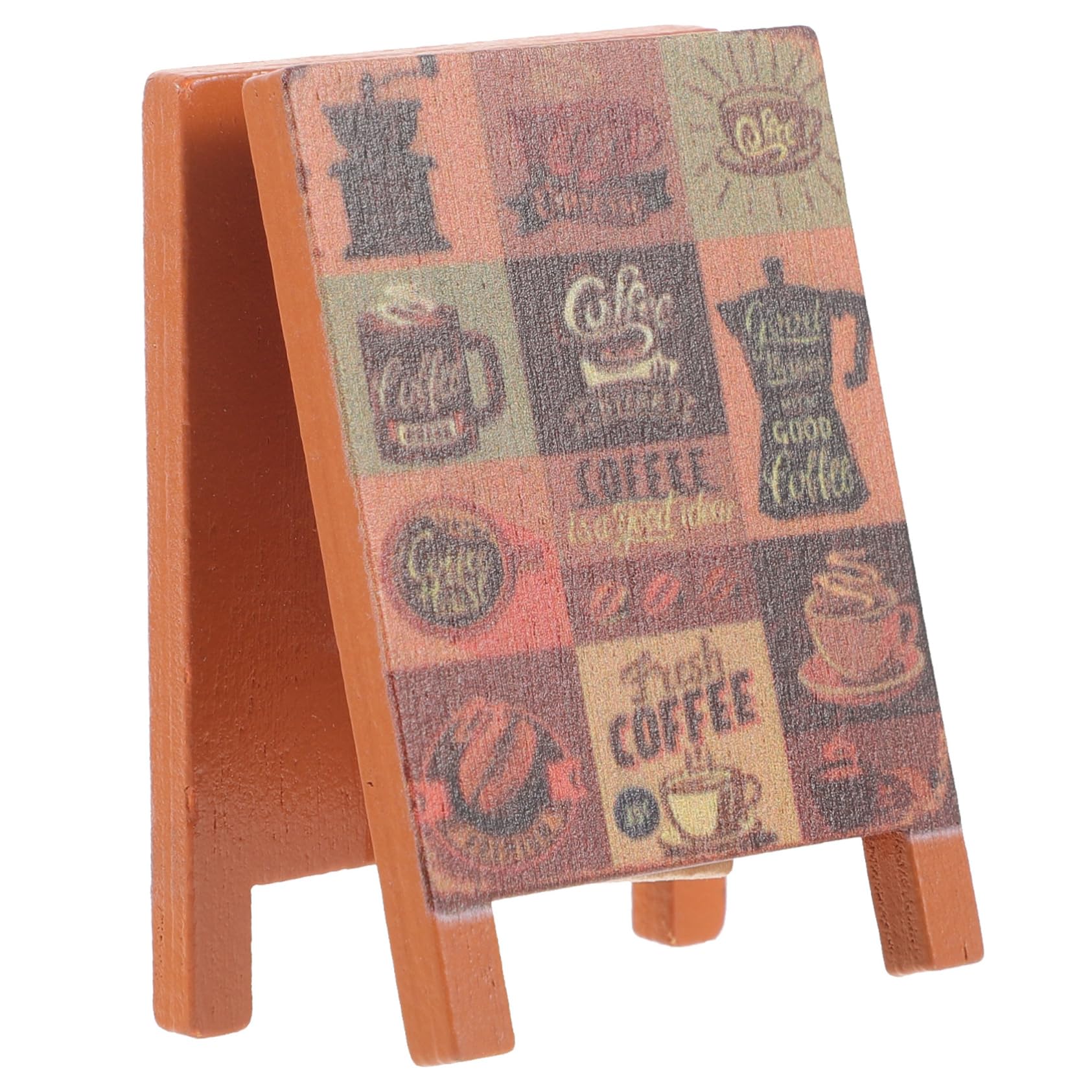 Vintage Miniature Wooden Sign Board for Dollhouse Decor - Coffee & Milk Tea Shop Sign - Handcrafted Wood Ornament for DIY Miniature Scenes, Model Displays & Home Decoration