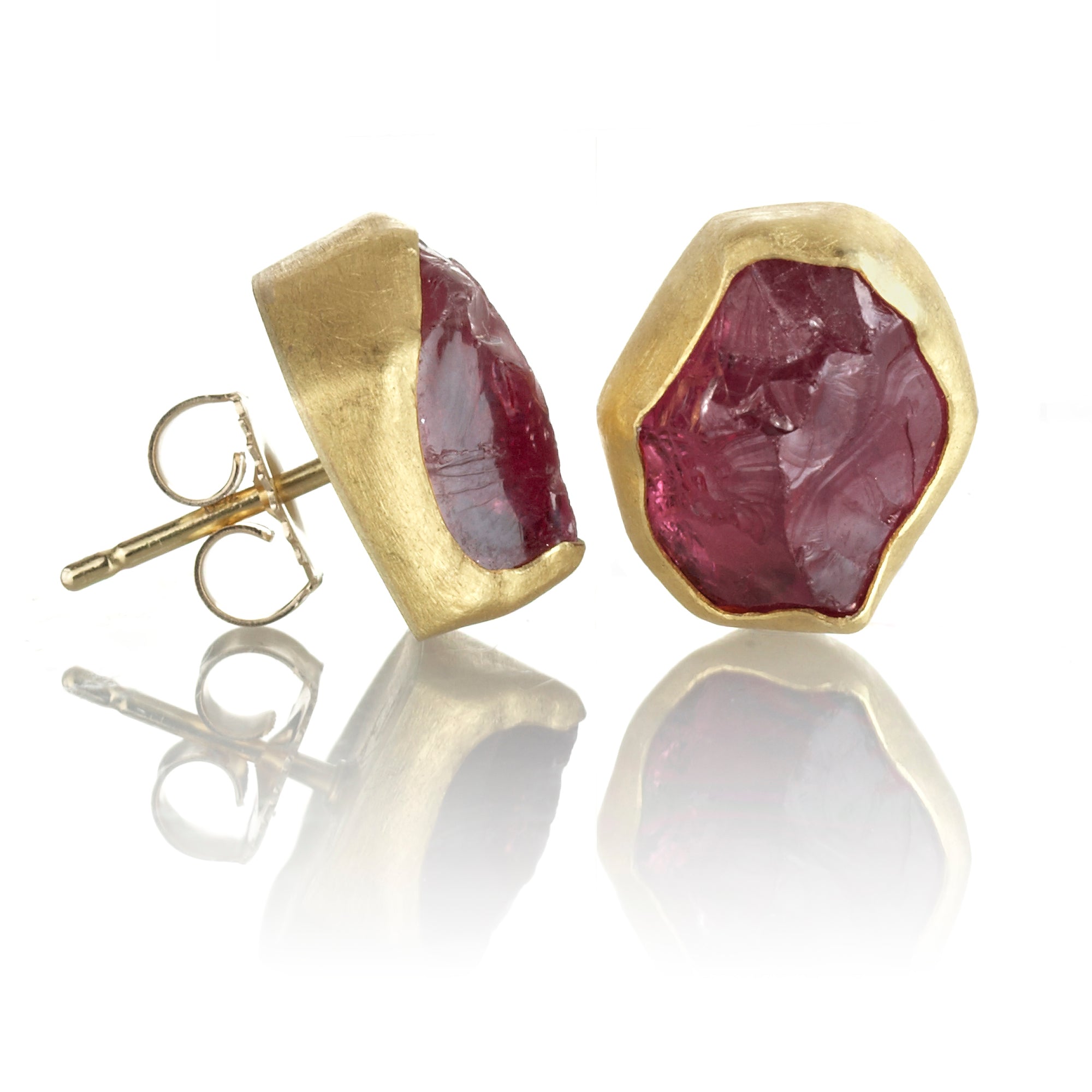 Natural Garnet Crystal Stud Earrings for Women - Elegant Healing Stone Jewelry Gift for Birthday, Wedding & Everyday Wear