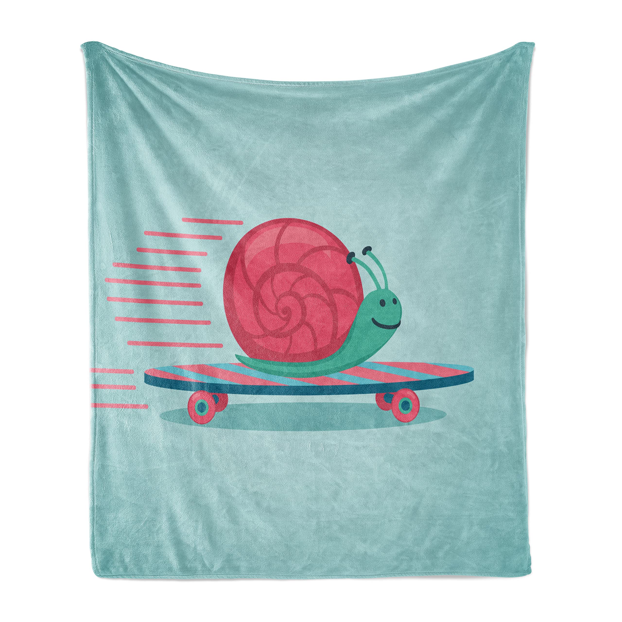 Ambesonne Snail Throw Blanket - Soft Flannel Fleece Blanket with Hipster Animal Skateboard Design, 60