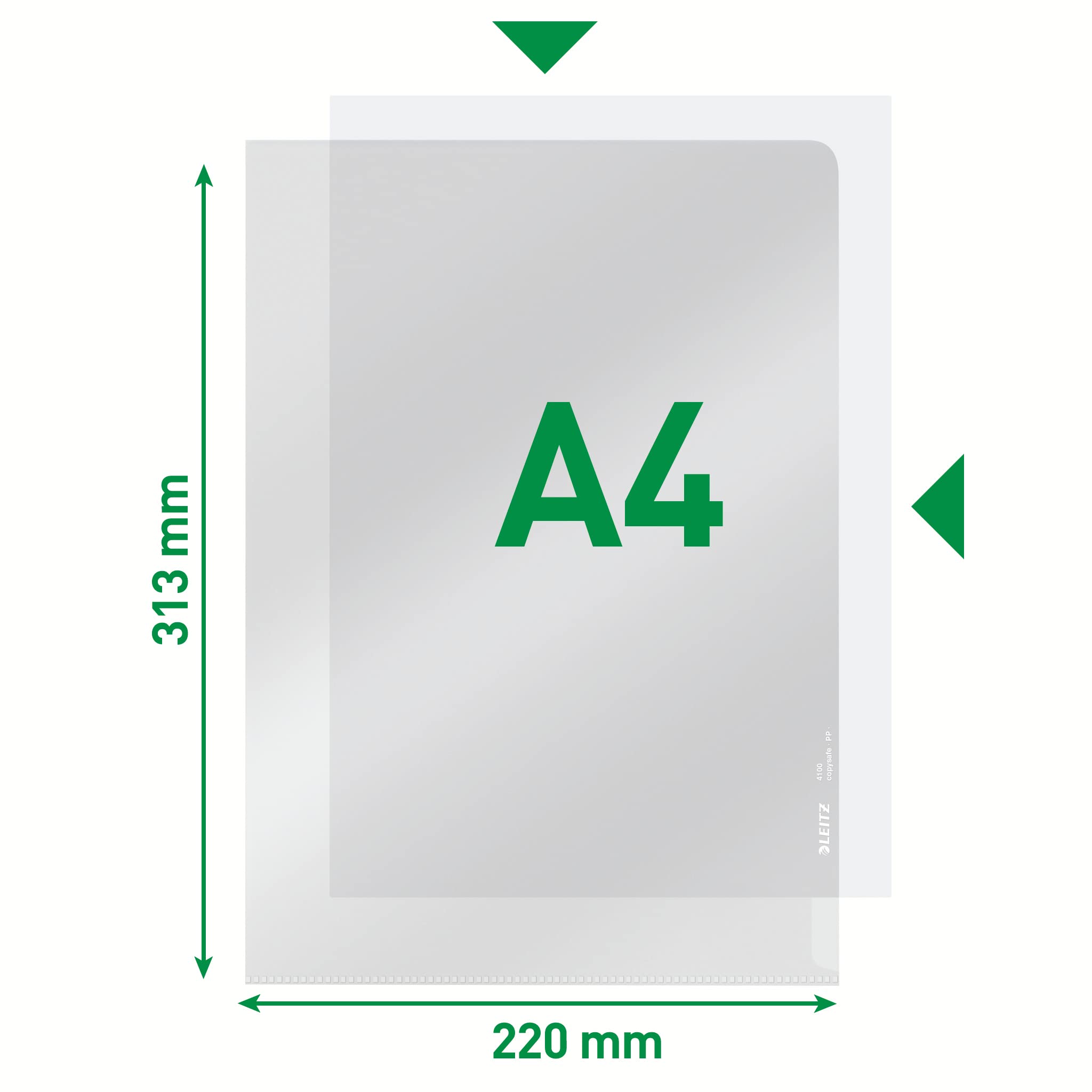 Leitz 41000203 100-Pack Clear A4 Corner Pockets - Durable Hard Plastic Sheet Protectors for Documents, Photos & Certificates - Perfect for Office Filing, School Projects & Home Organization