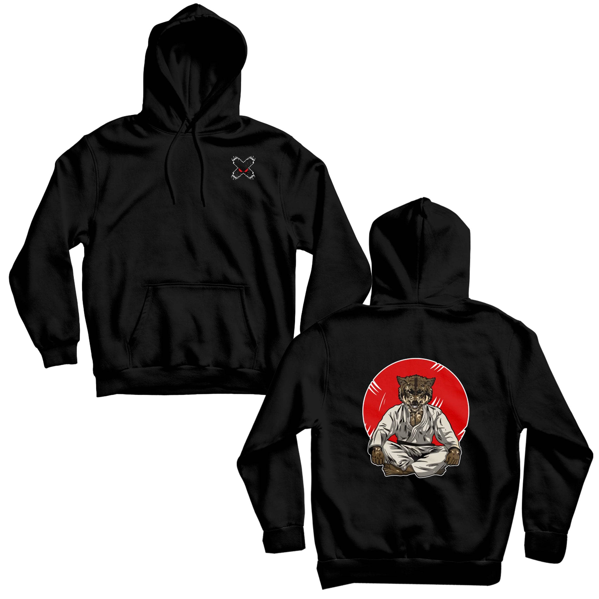 Premium Jiu Jitsu Hoodie with Wolf Design - BJJ Training Hooded Sweatshirt for Men & Women - Perfect for Martial Arts, Grappling, and Streetwear Fashion