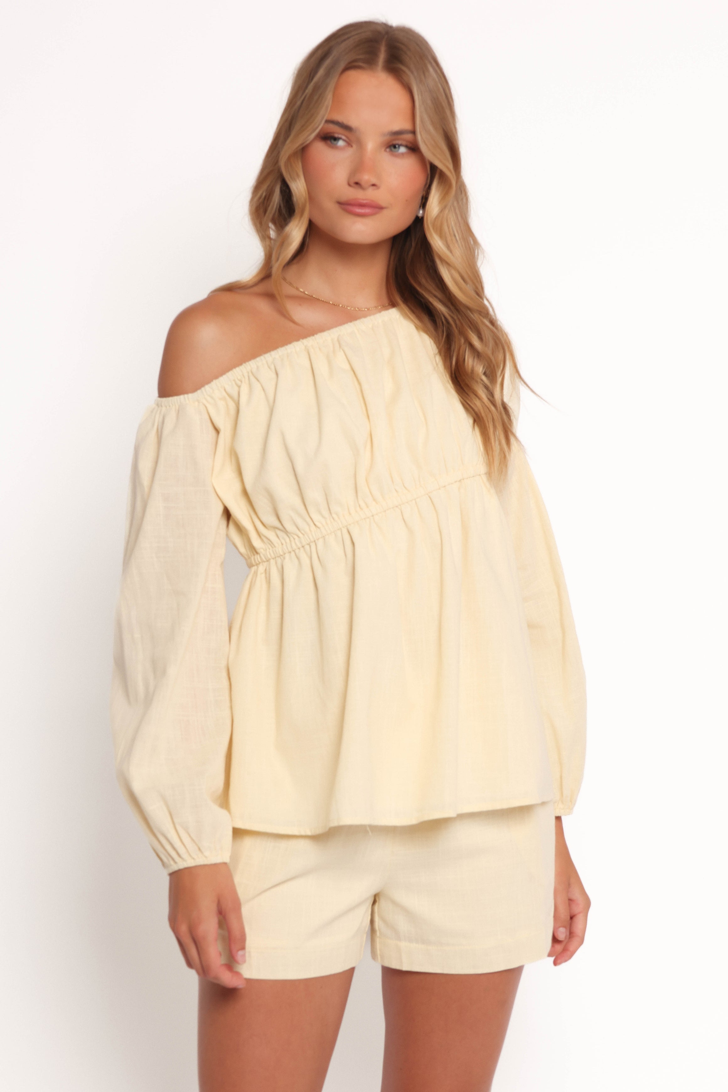 Bodhi Off Shoulder Top for Women - Soft Butter Yellow Blouse for Summer, Beach, and Casual Outings