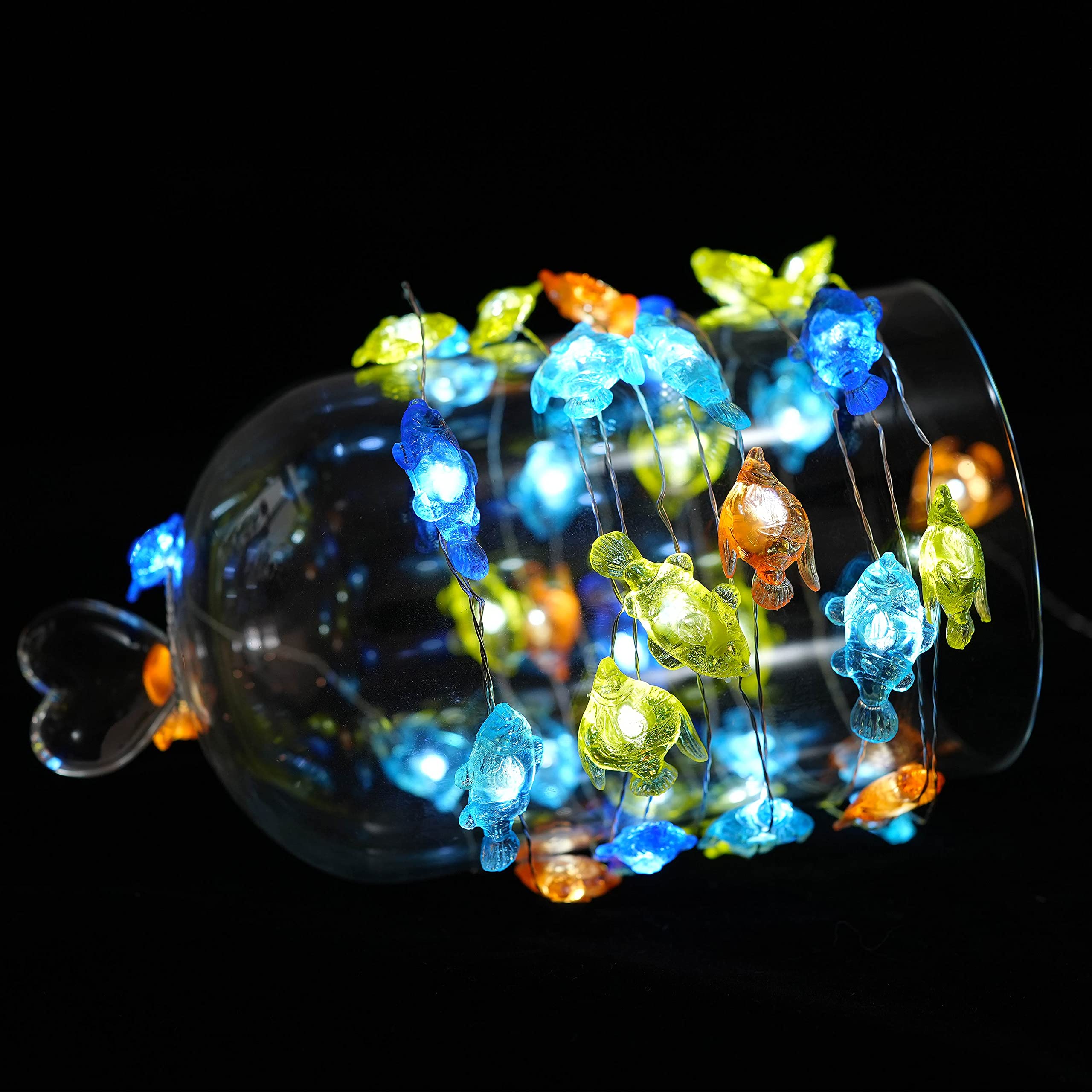 Decorman 40 LED Tropical Fish String Lights - 14ft Waterproof Battery-Operated Ocean Theme Decor with Remote & Timer, 8 Lighting Modes | Perfect for Bedroom, Party, Wedding, Garden & Outdoor Decorations