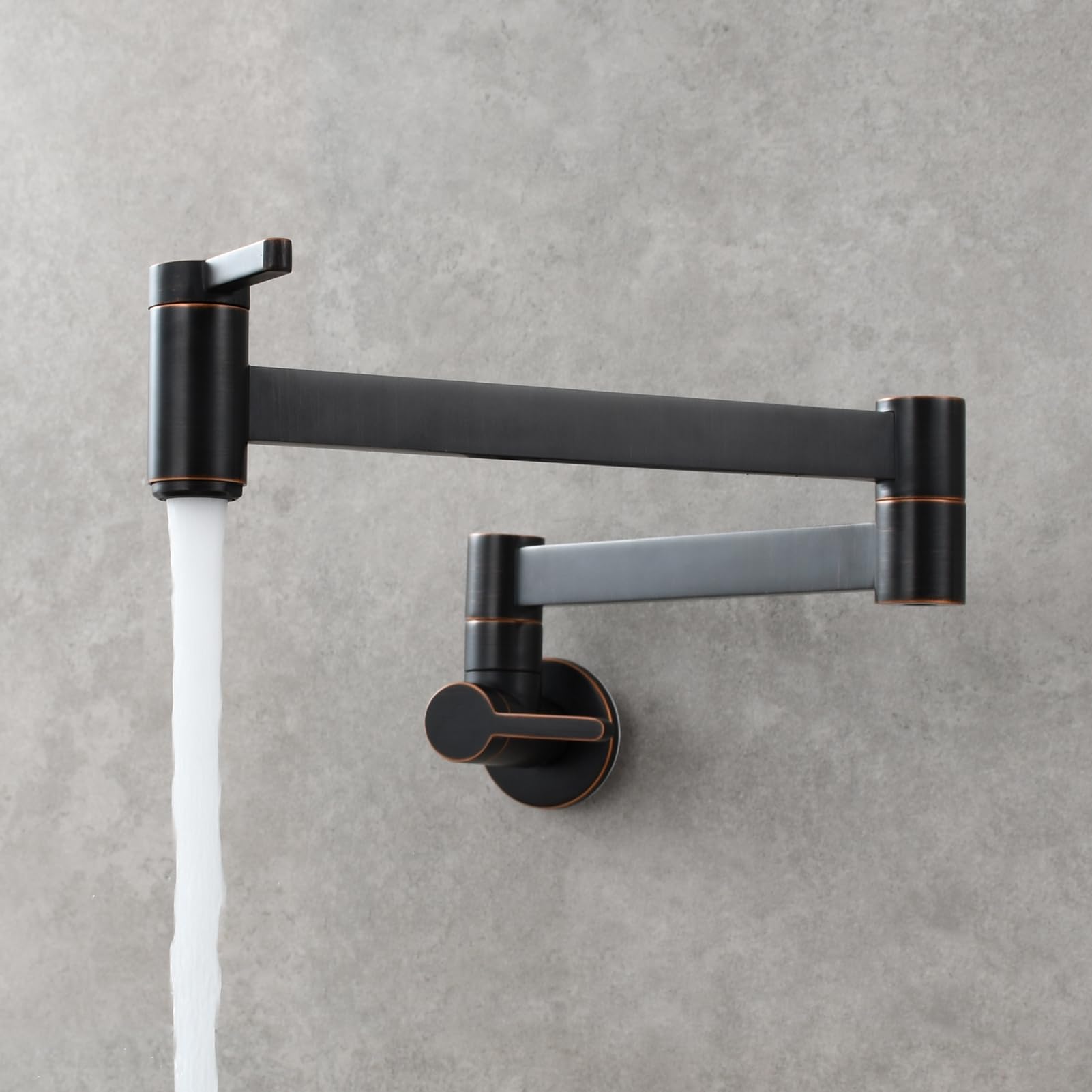 Oil Rubbed Bronze Wall Mount Pot Filler Faucet - Double Joint Swing Arm Brass Kitchen Sink Faucet for Easy Cooking & Filling Pots (Model CT172R) | Perfect for Home Chefs & Busy Kitchens
