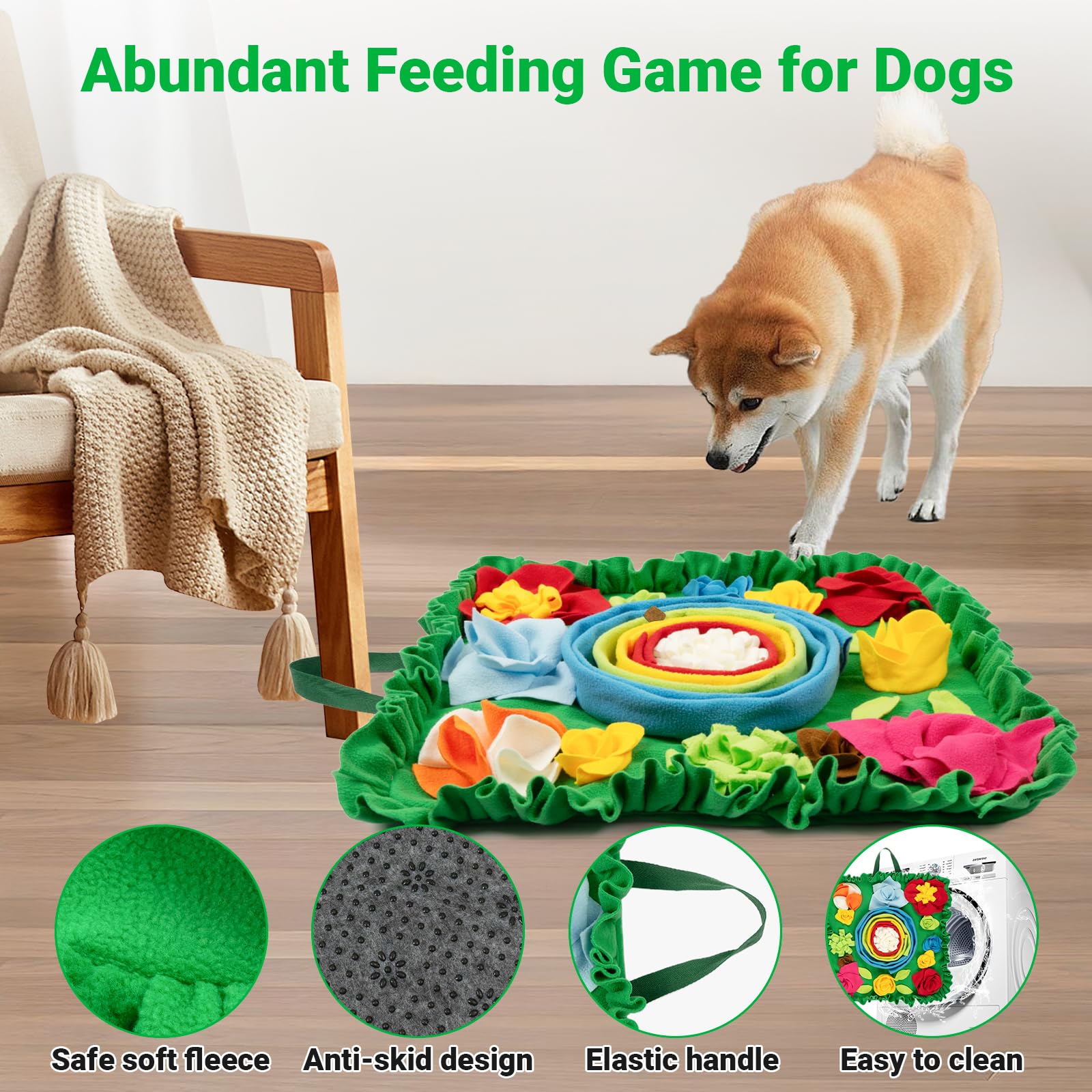 Interactive Snuffle Mat for Dogs - Slow Feeder Puzzle Toy with Lick Mat for Treats | Mental Stimulation & Anxiety Relief for Puppies & Adult Dogs | Perfect for Mealtime, Training, and Boredom Busting