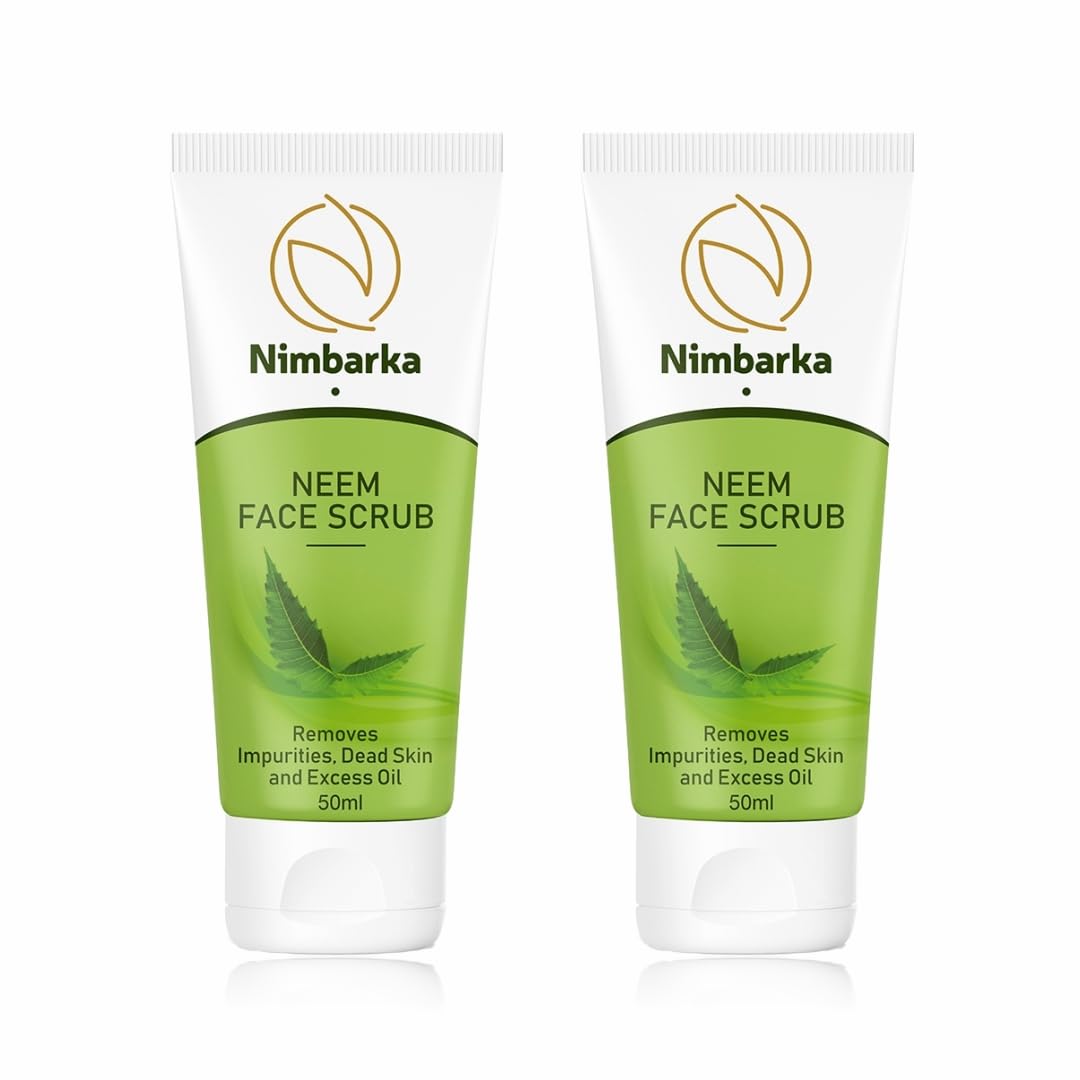 Nimbarka Neem Face Scrub 50ml - Pack of 2 | Natural Exfoliating Cleanser for Acne & Oily Skin | Daily Skincare Routine & Spa Treatment at Home