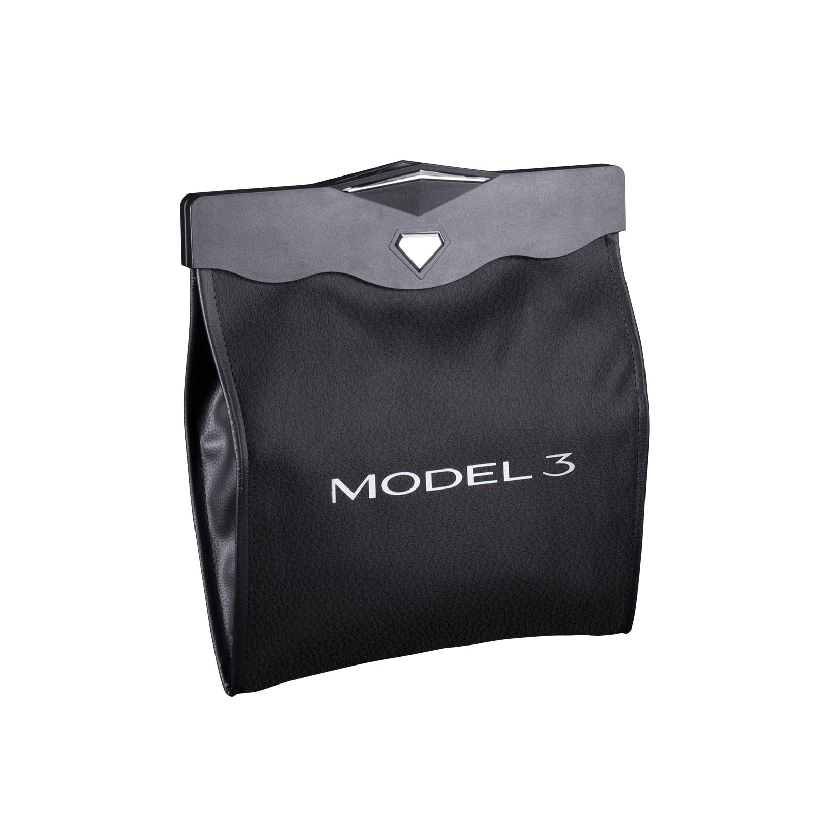 Motrobe Tesla Model 3 Trash Can 2017-2023 - Magnetic & LED 2-in-1 Waterproof Hanging Garbage Bin with 2.5 Gallon Capacity, Faux Leather Backseat Car Accessories for Tesla Model 3 - Perfect for Road Trips, Commuting & Keeping Your Car Clean