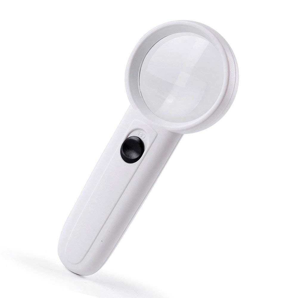5X LED Handheld Magnifying Glass with Light - Perfect for Kids Reading Books, Newspapers, Maps & Crafts (White, 56-145mm) - Ideal for Reading, Jewelry Inspection, Hobbies & DIY Projects