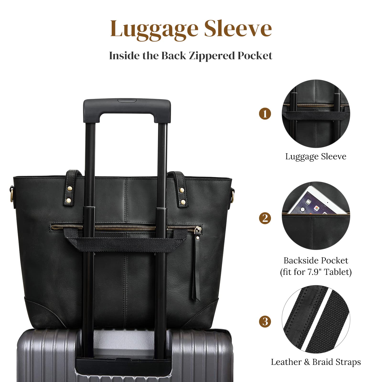 Genuine Leather Tote Bag for Women - Stylish Work Shoulder Bag & Crossbody Purse with Multiple Pockets | Perfect for Office, Travel & Everyday Use