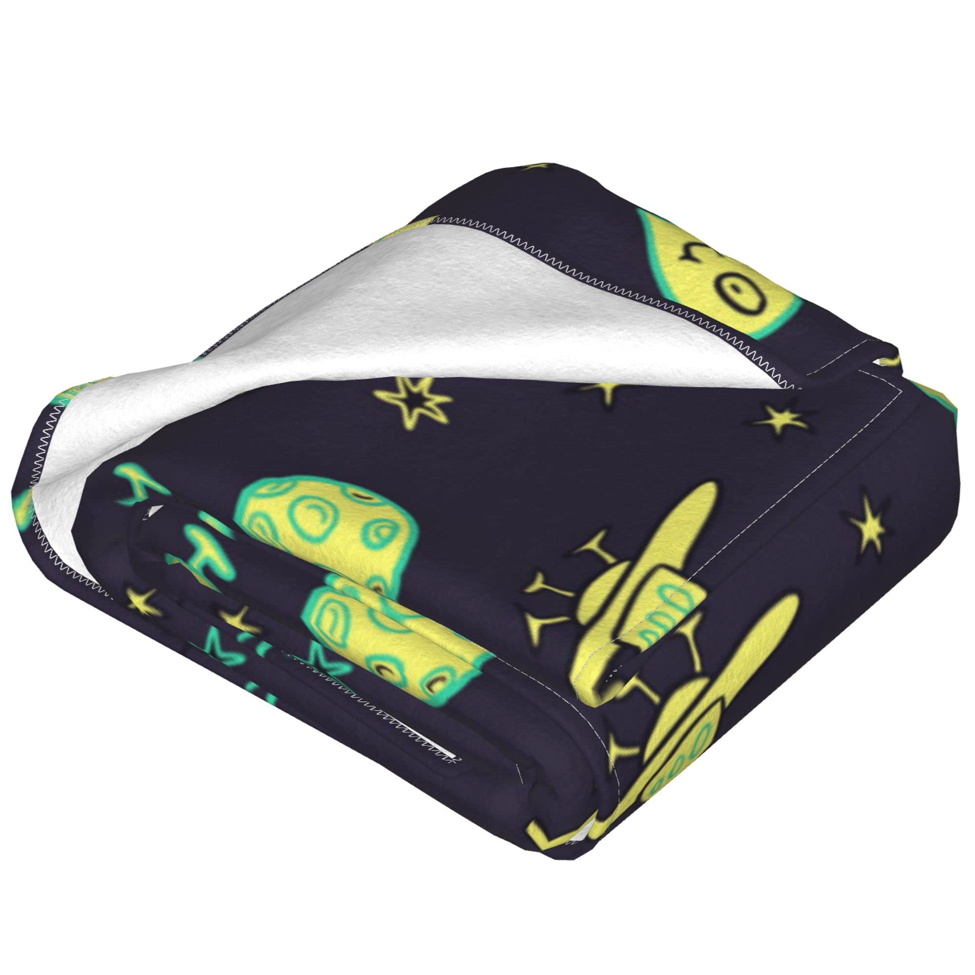 Soft Flannel Throw Blanket for Bed, Couch & Sofa - Space Rocket Design Microfiber Blanket for Teens - Cozy Summer Blanket for Boys & Girls - Perfect for Lounging, Movie Nights & Dorm Room Decor