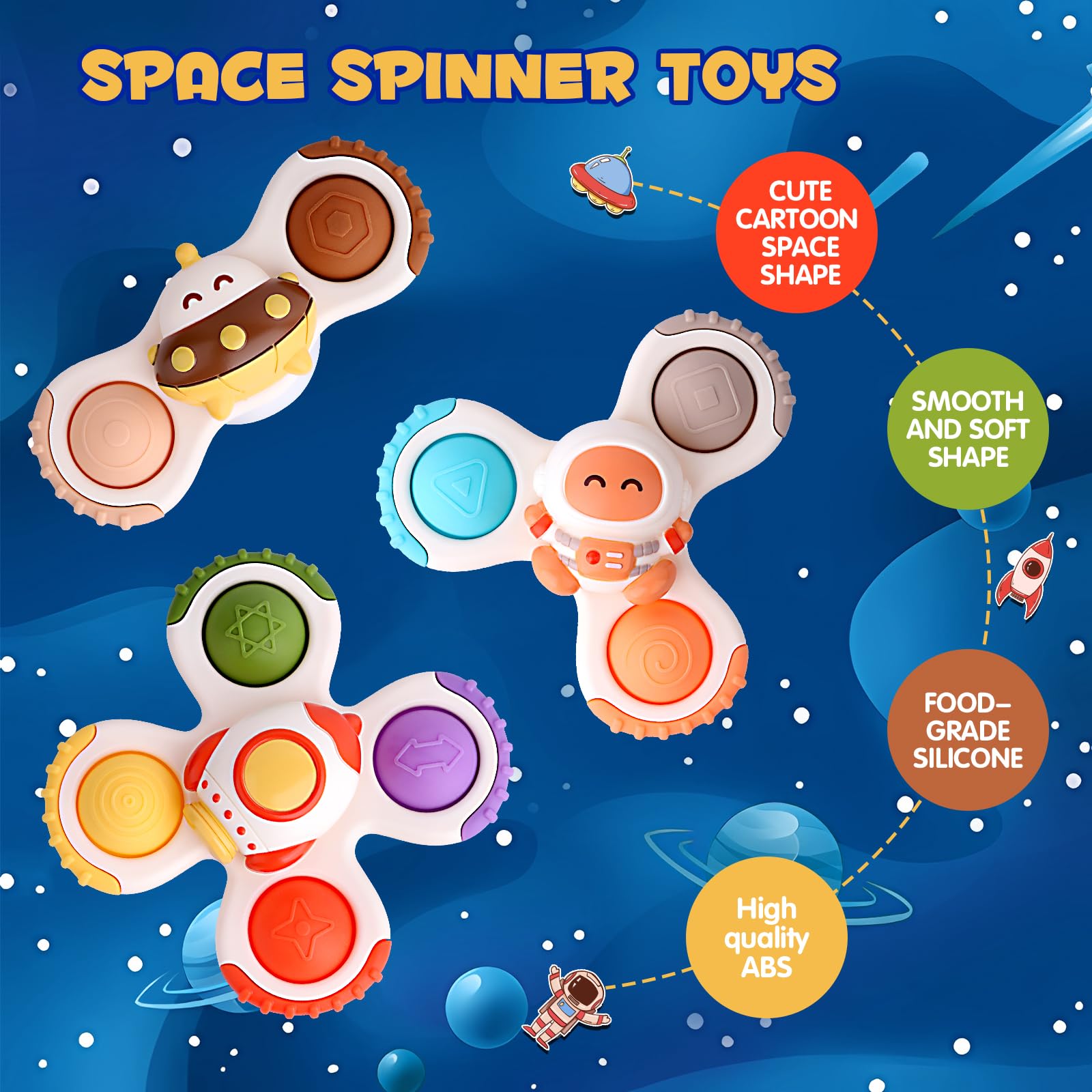 ZWYOIUG Suction Cup Spinner Toys for Toddlers 1-3 Years - 3 Pack Educational Spinning Bath Toys for Babies 12-24 Months | Sensory Learning Toys for Boys & Girls | Perfect for Bathtime Fun, Sensory Play & Early Childhood Development