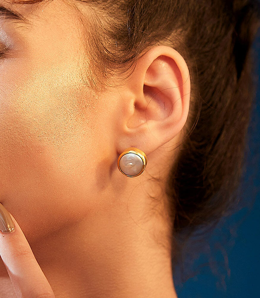 Elegant Gold Stud Earrings with Pearl Accents | Perfect for Parties, Weddings & Everyday Wear