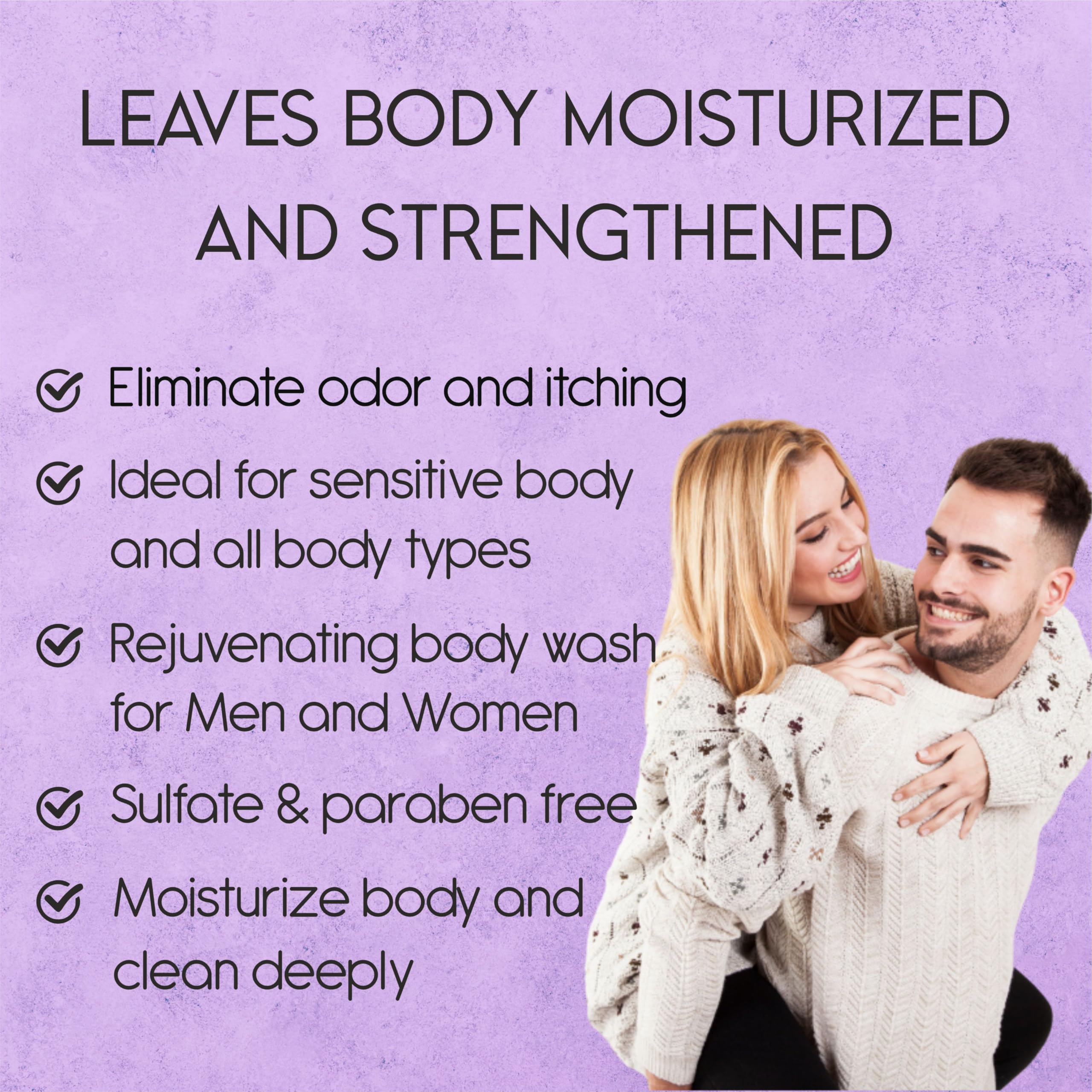 AnatoliaDaphne Lavender Body Wash & Shower Gel with Vitamin E - Moisturizing Body Wash for Women & Men - Helps with Jock Itch, Eczema, Ringworm & Body Odor - Enriched with Body Oils - Large 20.2 Fl Oz Bottle - Perfect for Daily Shower & Sensitive Skin Care