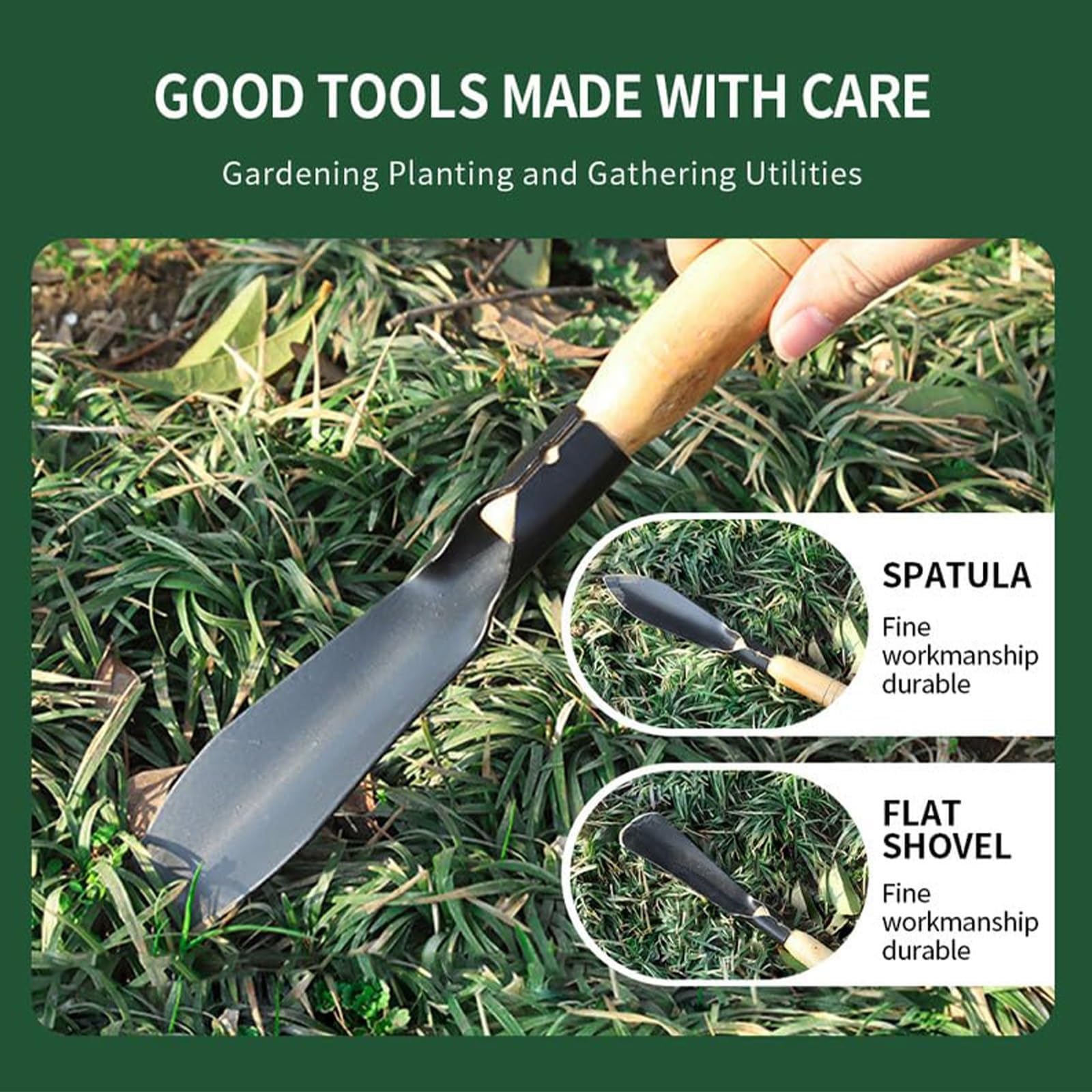 Premium Manganese Steel Garden Trowel with Ergonomic Wooden Handle - Heavy Duty Digging Shovel for Planting, Weeding & Gardening - Perfect for Flower Beds, Vegetable Gardens & Outdoor Landscaping (1 Set)