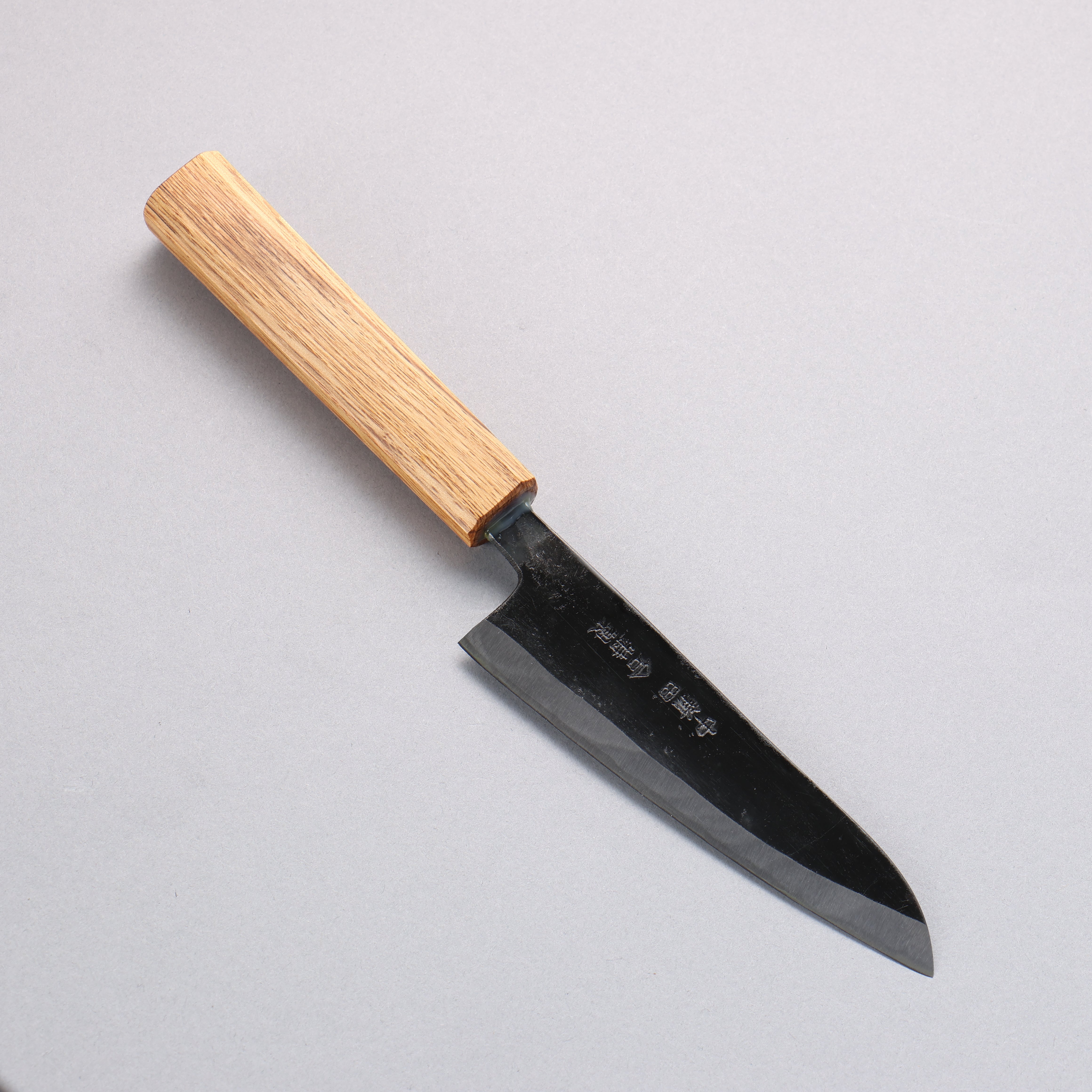 Premium Nakaniida White Steel No.2 Black Finished Kawamuki 120mm Kitchen Knife with Oak Handle - Perfect for Sushi, Sashimi & Japanese Cuisine Preparation