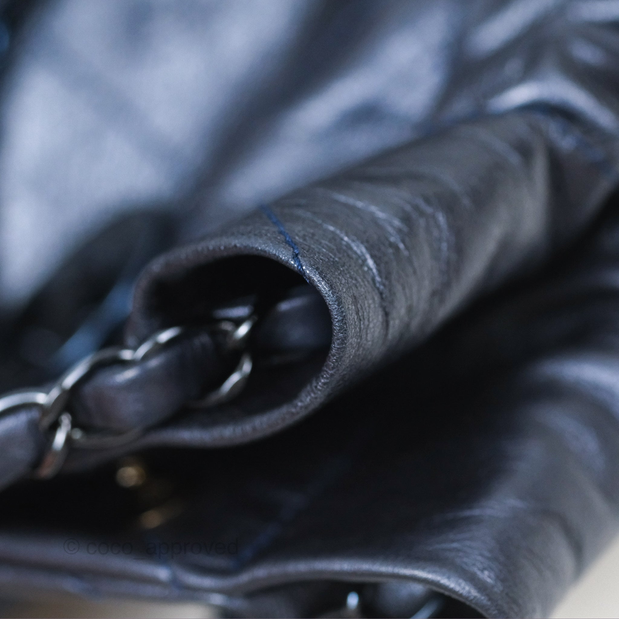 Chanel 22 Small Handbag in Metallic Midnight Blue Aged Calfskin with Silver Hardware - Luxury Crossbody Bag for Women, Perfect for Evening Events & Date Nights