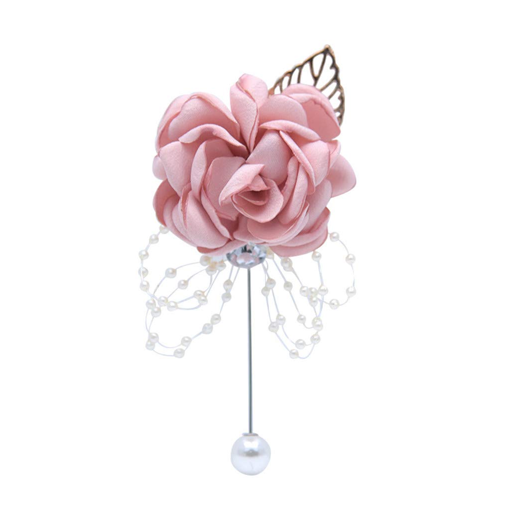 Elegant Rose Wedding Wrist Corsage & Boutonniere Set - Champagne Pink Silk Flower Bouquet for Prom, Bridal Party & Formal Events - Perfect for Weddings, Dances & Special Occasions