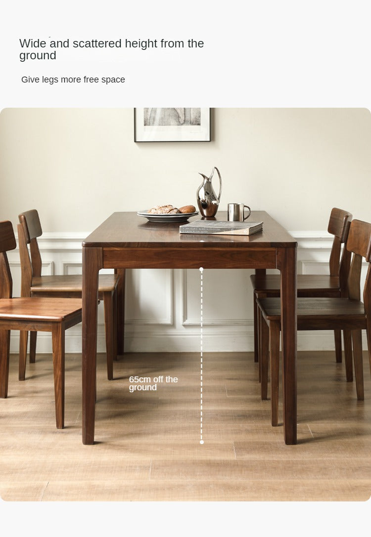 Premium Black Walnut Solid Wood Rectangular Dining Table - 6-Seater Rustic Farmhouse Style for Dining Room & Kitchen | Handcrafted Eco-Friendly Furniture