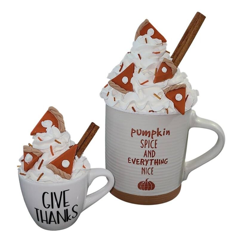 Realistic Fake Pumpkin Pie Mug Topper - Fall & Thanksgiving Decor for Tiered Trays, Coffee Mugs & Seasonal Home Decor