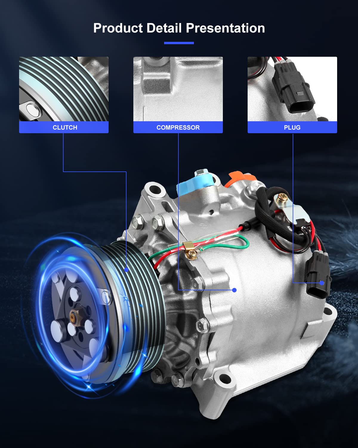 ECCPP A/C Compressor for 2006-2011 Honda Civic 1.8L - Replacement Air Conditioner Compressor | Perfect for Summer Cooling & AC System Repair