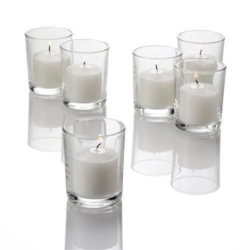 144-Pack Richland Unscented White Votive Candles & Clear Glass Eastland Votive Holders Set - Perfect for Weddings, Parties, Restaurants, and Home Decor