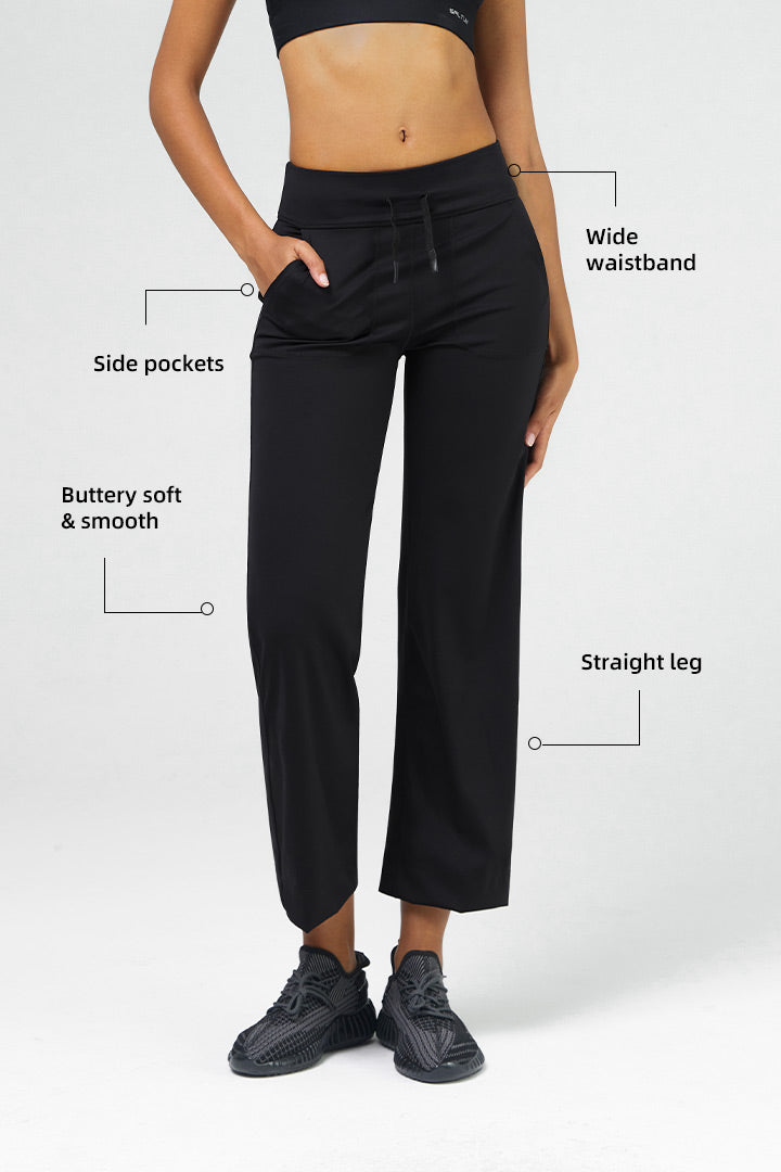 Saltum High-Waist Straight-Leg Pants for Women - Office to Yoga Stretch Work Pants - Comfortable & Versatile for Work, Travel & Lounge