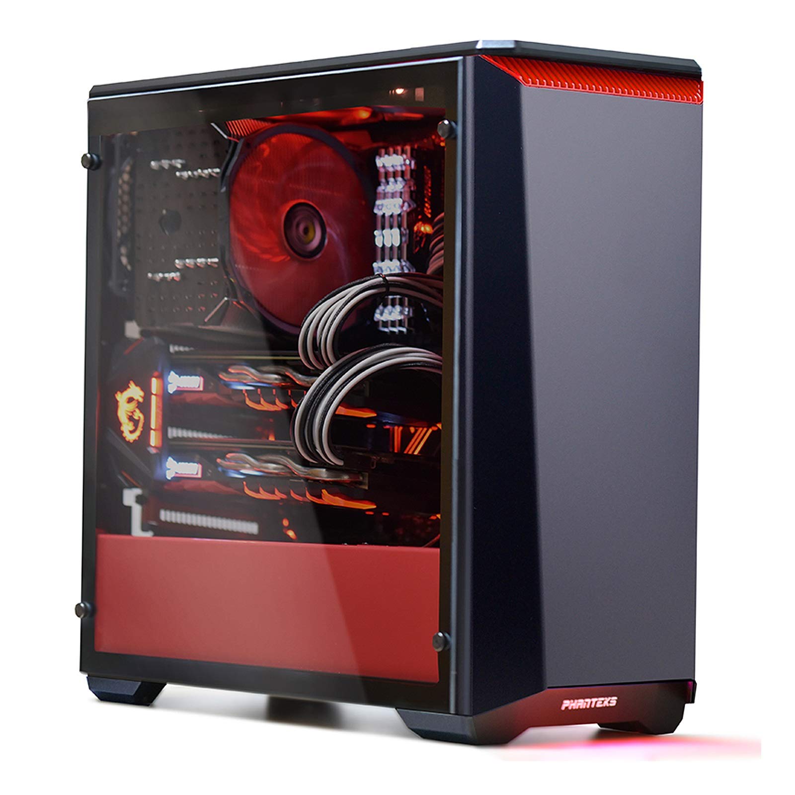 JF-TVQJ Mid Tower ATX PC Gaming Case - Tempered Glass Side Panel, Water-Cooling Ready, USB 3.0, Dust-Proof & Easy Clean Design (Black) - Perfect for High-Performance Gaming Rigs & Custom Water Cooling Builds