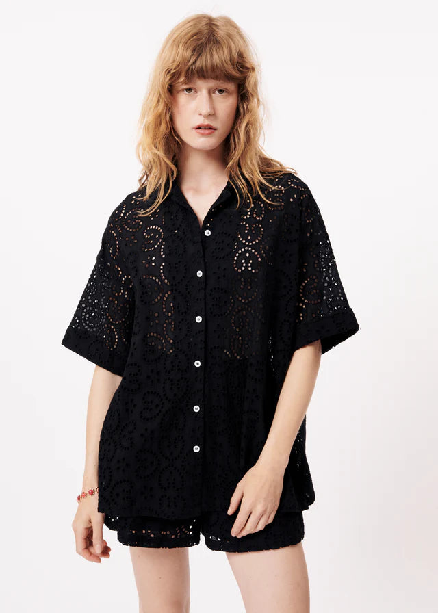 Natasha Women's Short Sleeve Casual Shirt - Black Cotton T-Shirt for Everyday Wear, Office & Outings