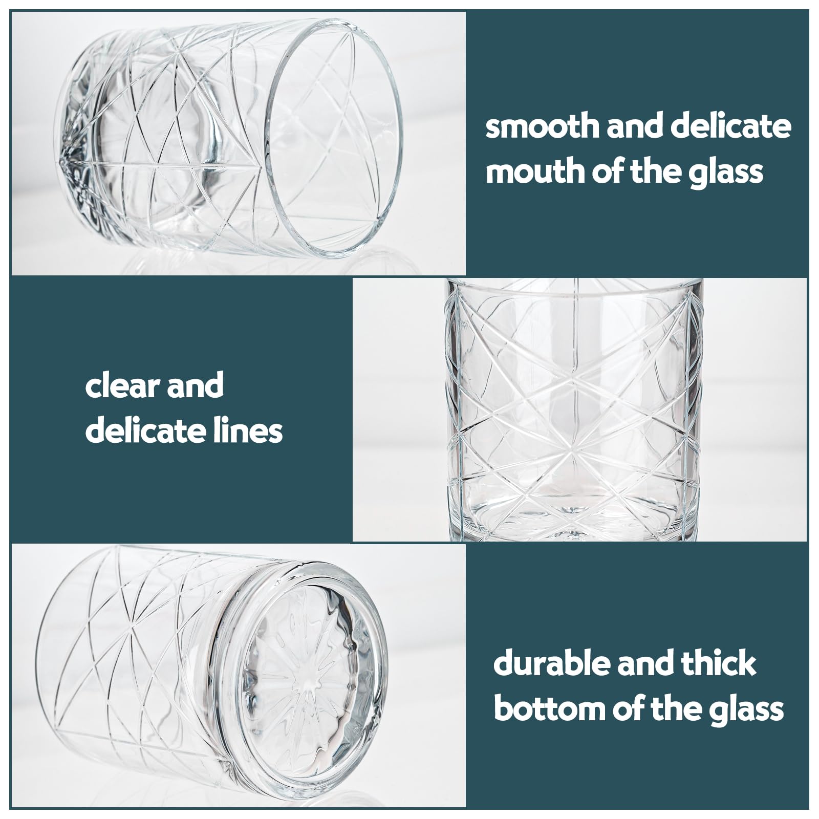 6-Piece 10oz Vintage Cocktail Glasses Set - Whiskey, Bourbon, Water - Perfect for Bar & Gifts