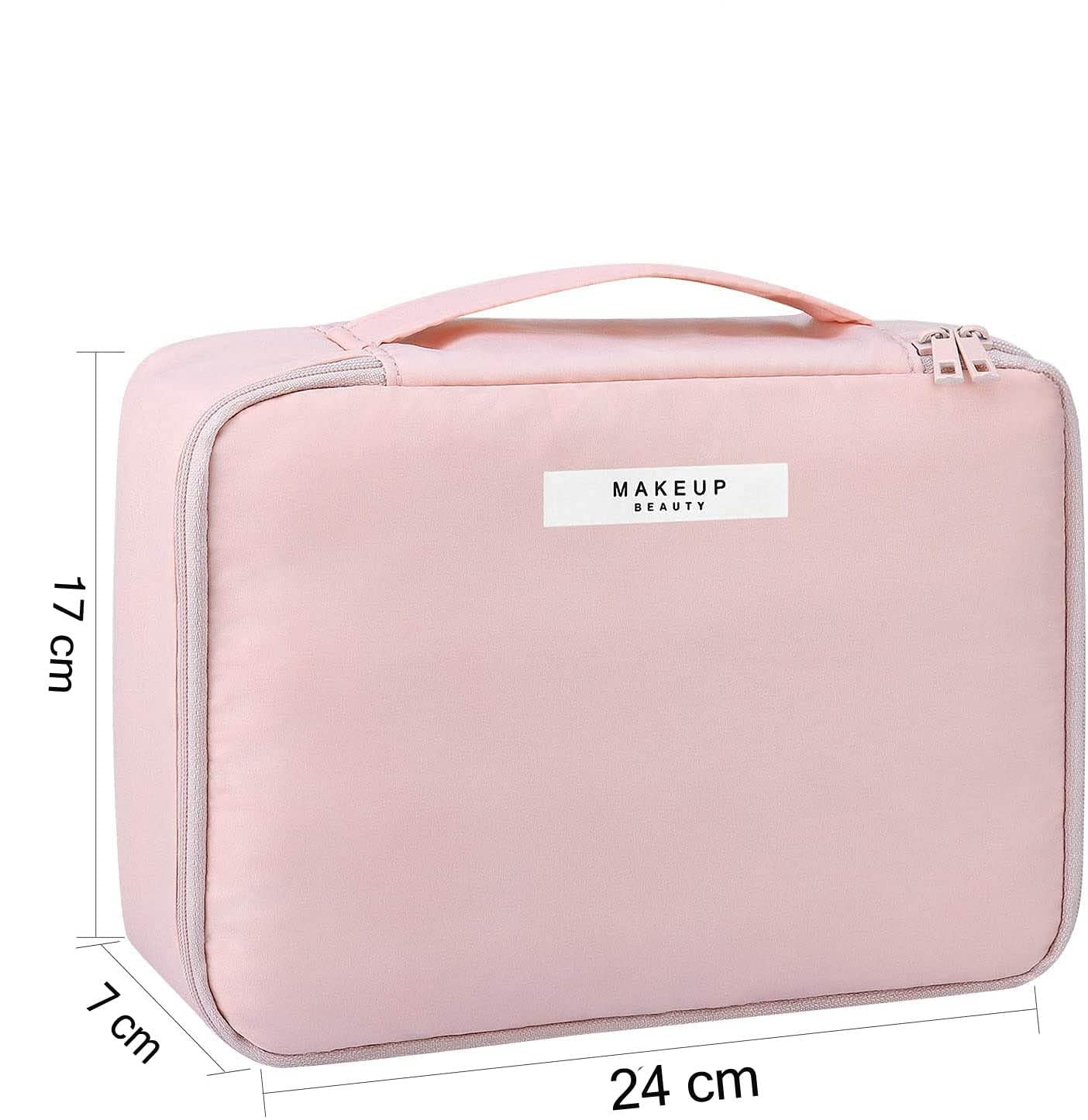 Seagull Fashion Polyester Cosmetic Organizer Bag with Pouch - Waterproof Travel Makeup Bag for Women, Perfect for Brushes, Toiletries & Cosmetics (24 x 17 x 7cm, Rose Gold) - Ideal for Home, Travel & Daily Use