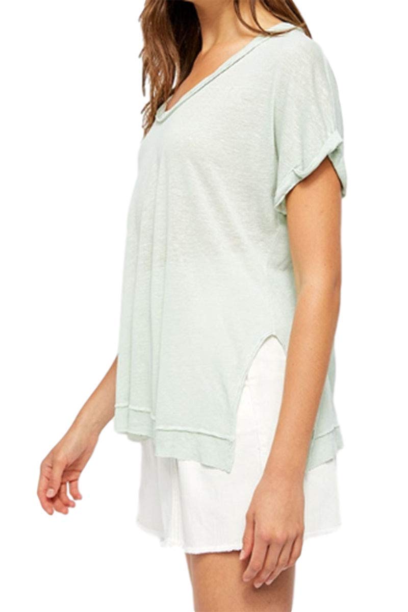 Free People Under The Sun Tee - Women's Short Sleeve T-Shirt in Ponderosa Green, Size Small | Casual Summer Top for Beach, Travel & Everyday Wear