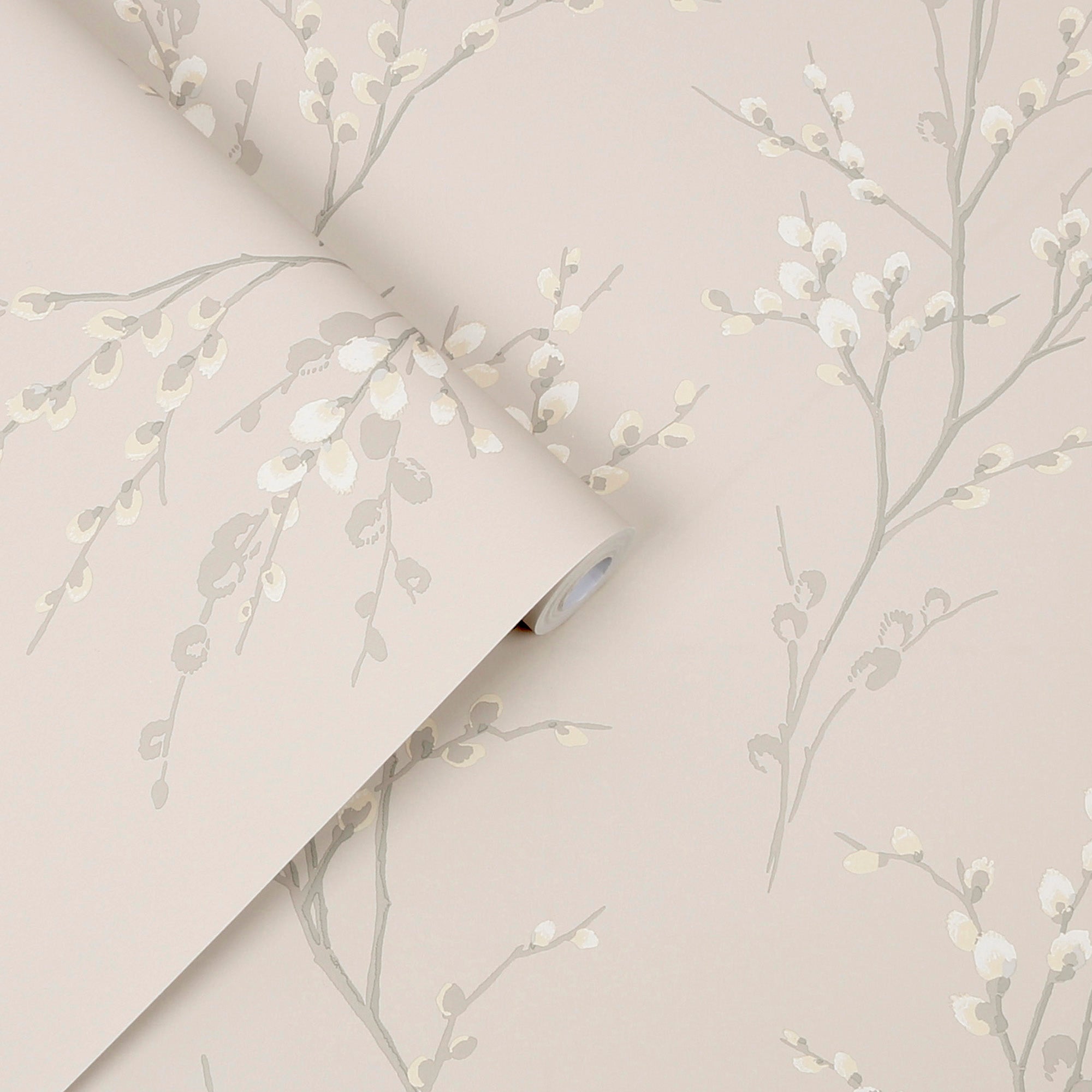 Laura Ashley Dove Grey Pussy Willow Wallpaper - Elegant Floral Peel and Stick Wallpaper for Living Room, Bedroom, and Nursery Decor