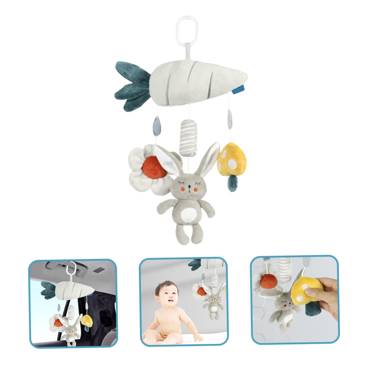 HEMOTON 4 Pack Cartoon Pendant Wind Chimes - Cute Scrump Plush Hanging Toys for Girls, Soft Crystal Velvet Animal Decor for Bedroom, Nursery & Garden